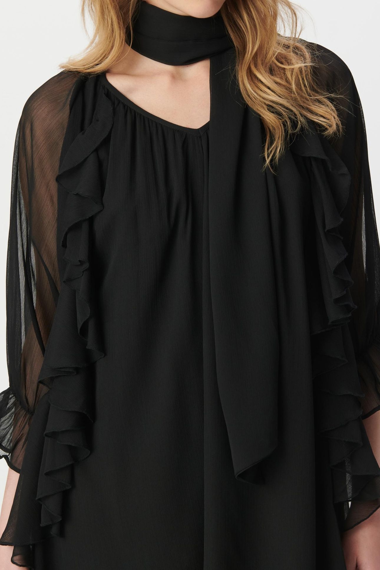 BLACK RUFFLED EVENING DRESS 5