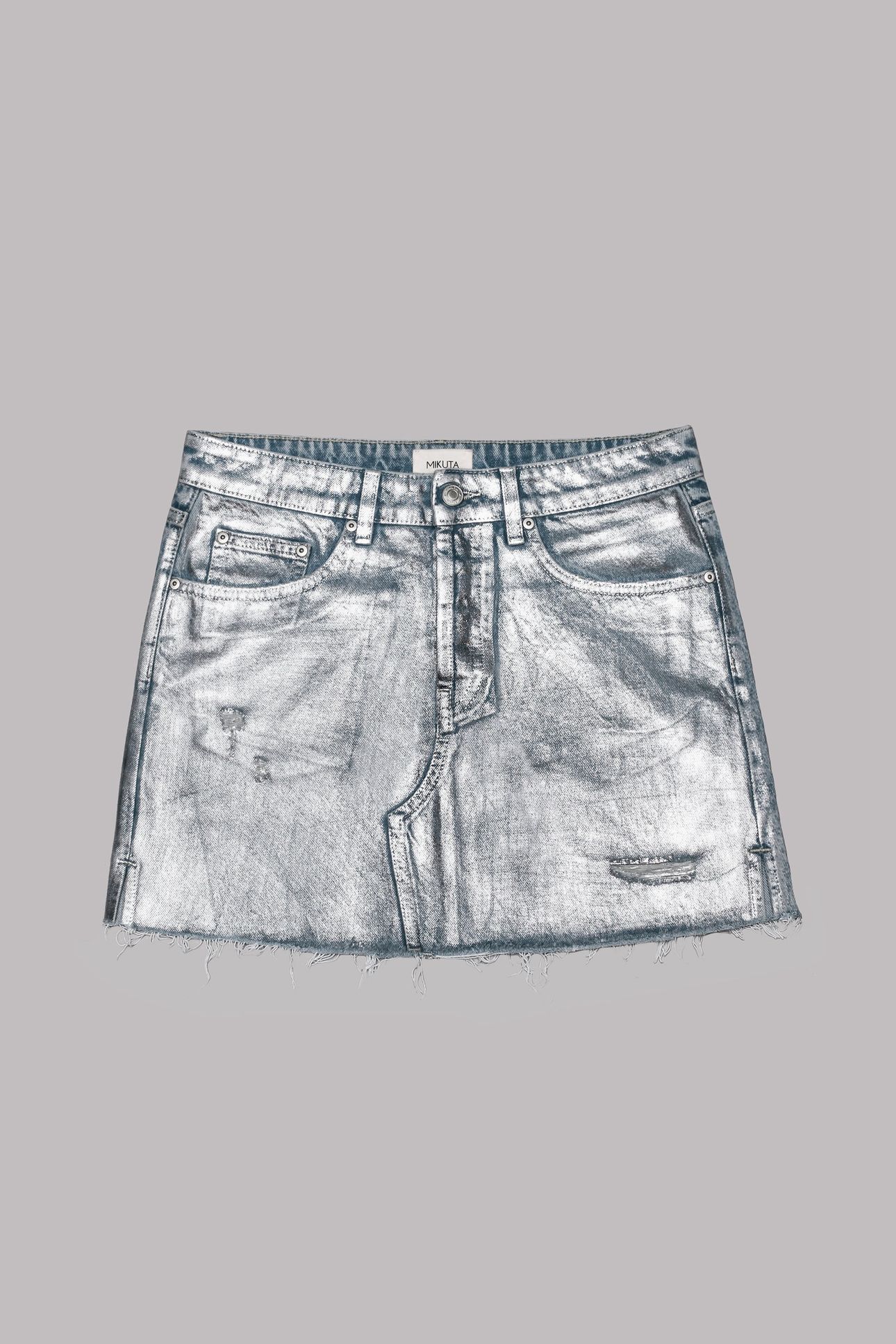 THE BLUE SHIMMER SLIT DENIM SKIRT 3