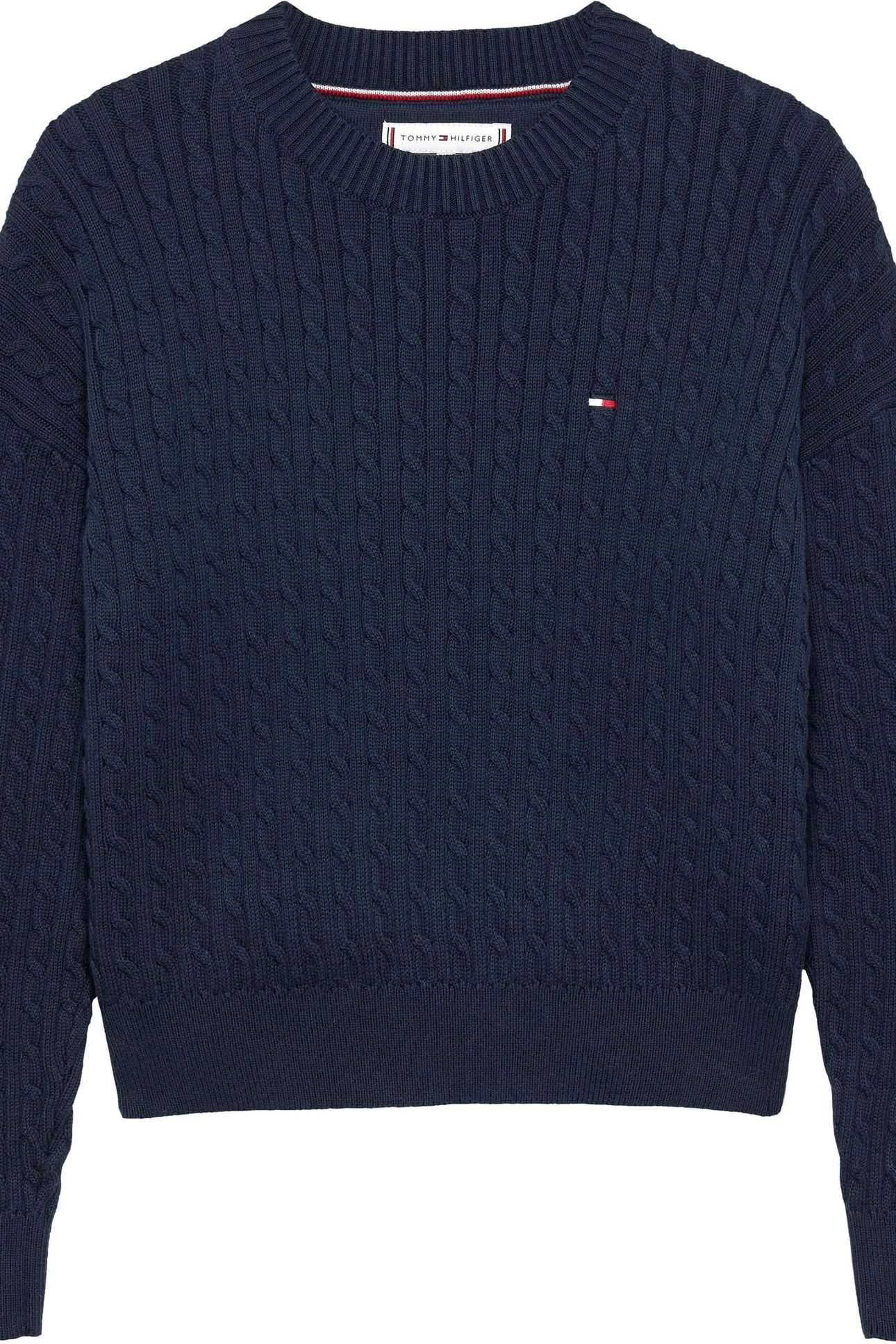 GIRLS CABLE KNIT SWEATER DARK BLUE 1