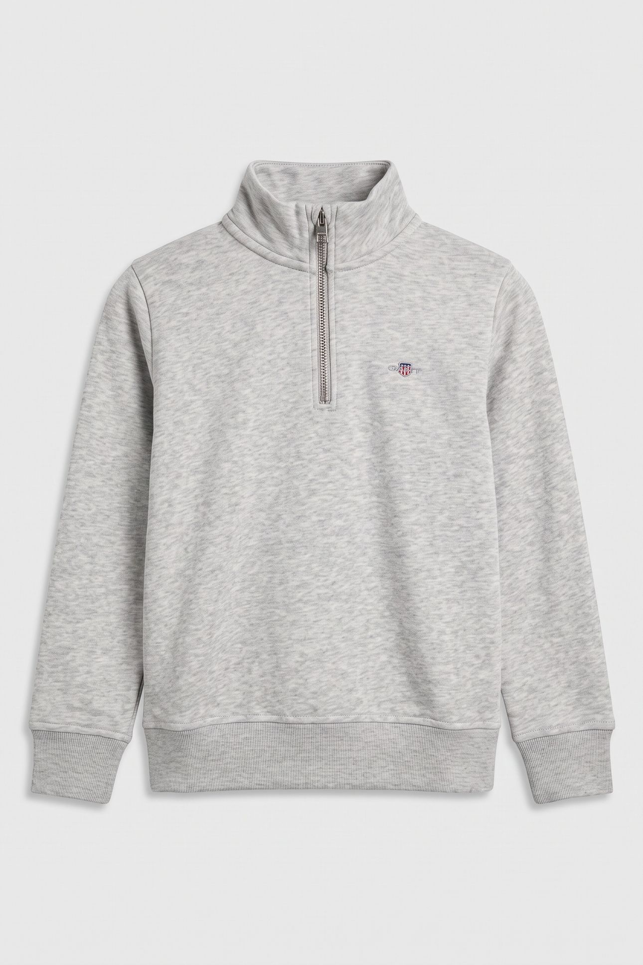 TEEN UNISEX SHIELD HALF ZIP SWEATSHIRT LIGHT GREY MELANGE 2