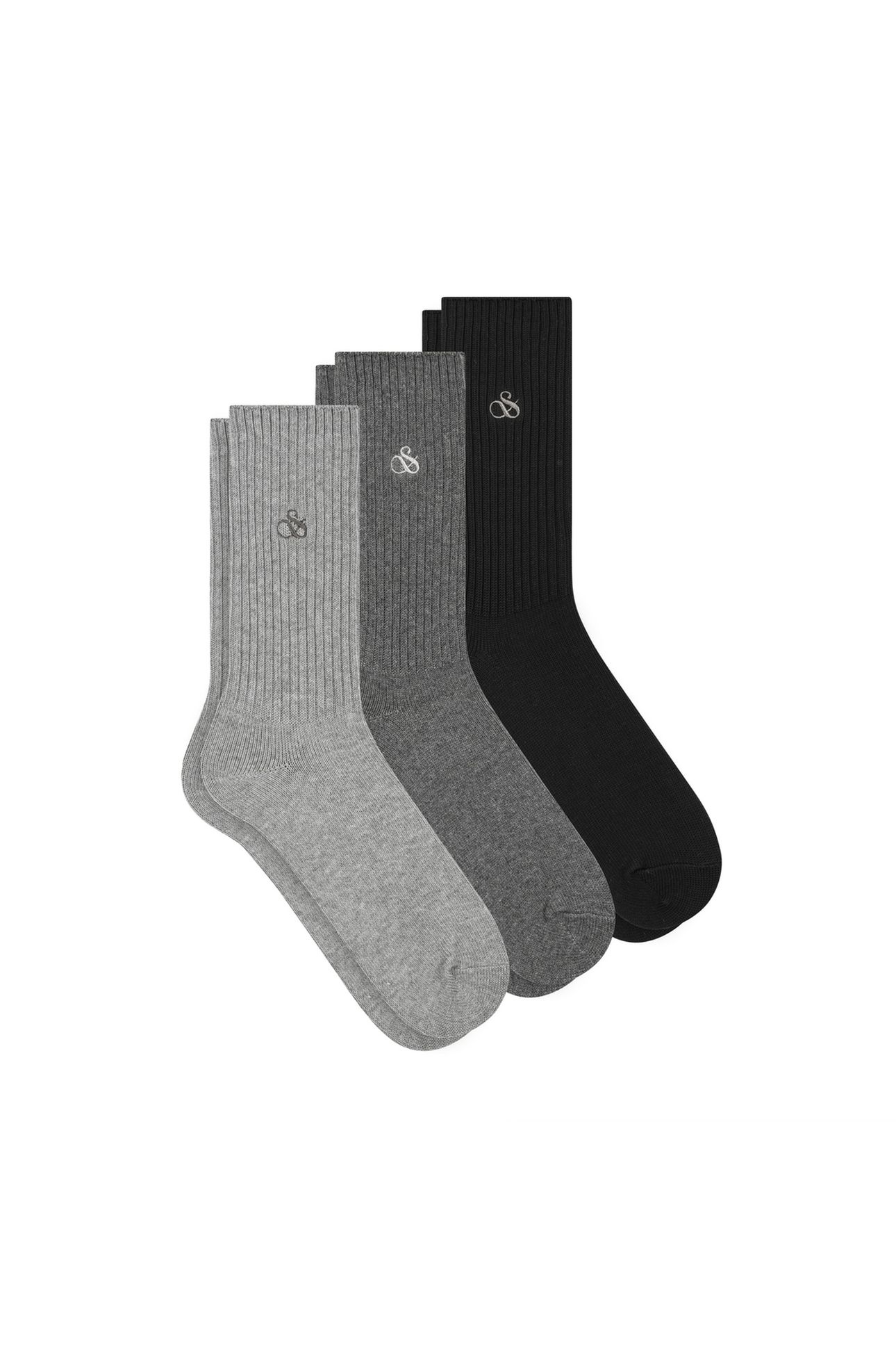 3PK MENS NON TERRY CASUAL CREW MEDIUM GREY 1