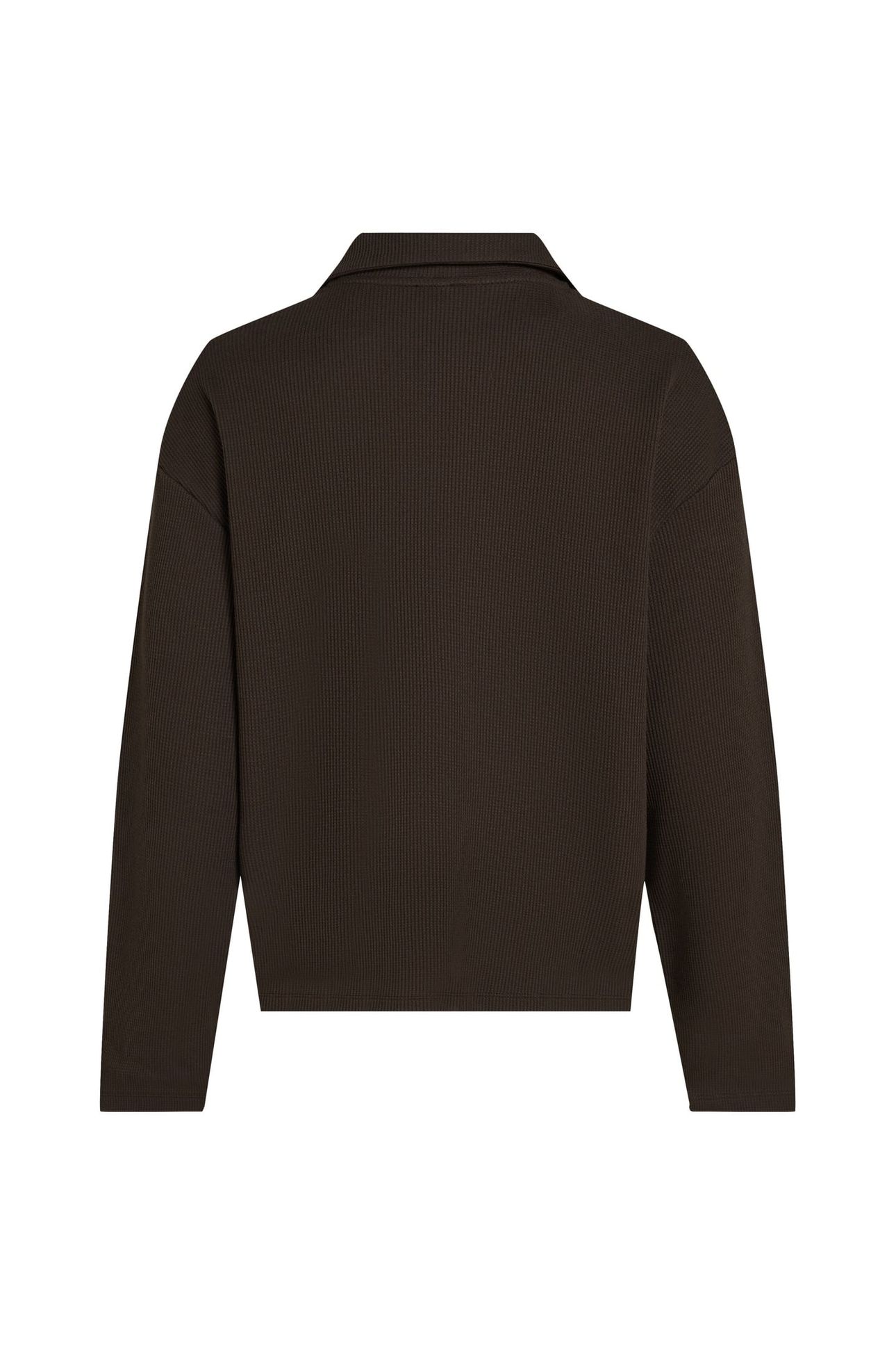 HOTEL KARL WAFFLE LS POLO TOP BLACK COFFEE 5