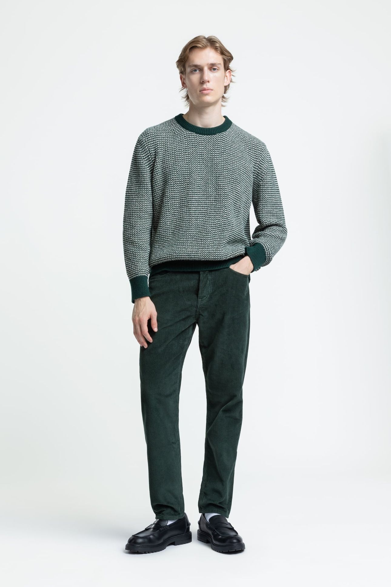 SUSHAN CORD PANTS DARK GREEN CORD 1