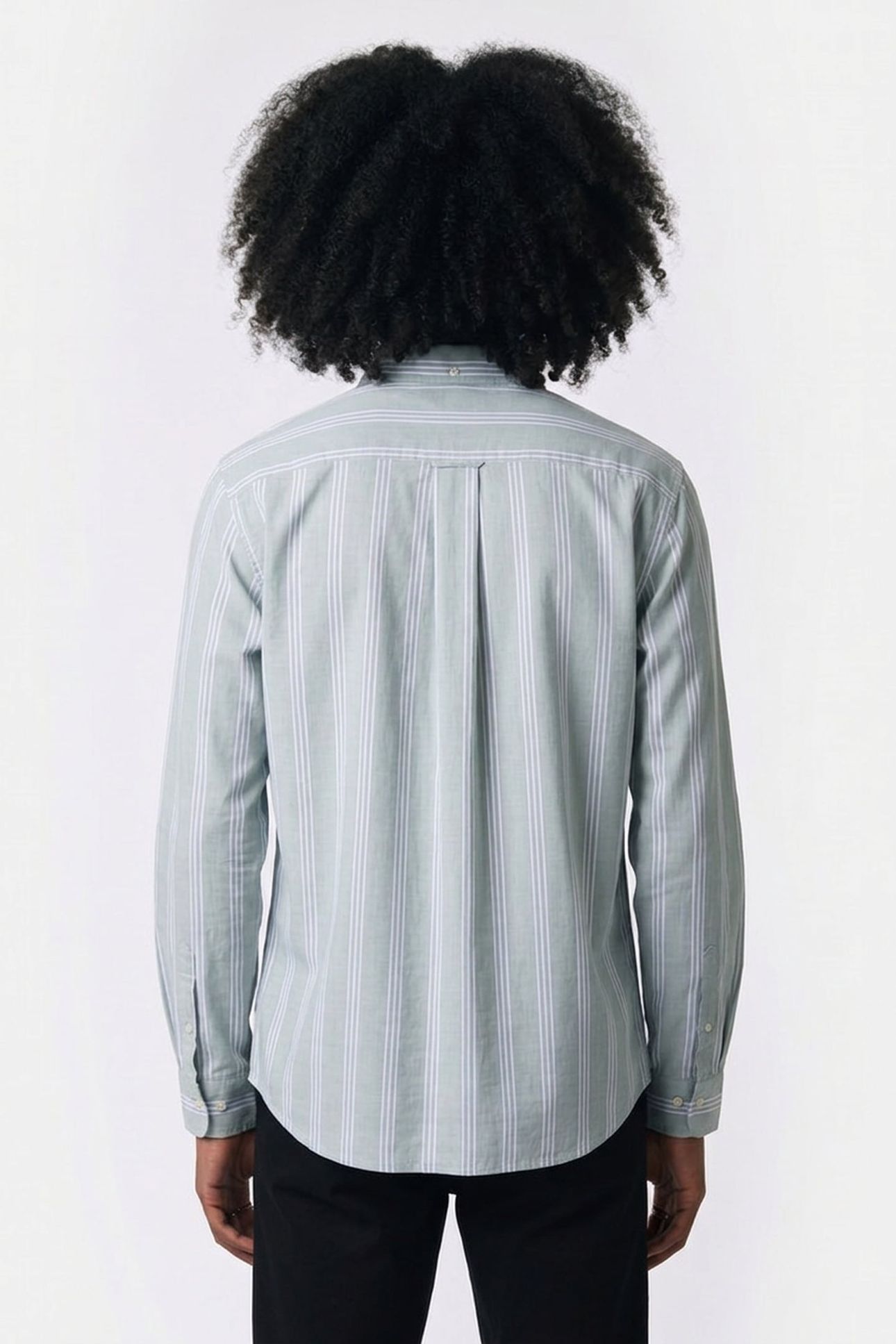 REG POPLIN FIL A FIL STRIPE SHIRT WOODY GREEN 2