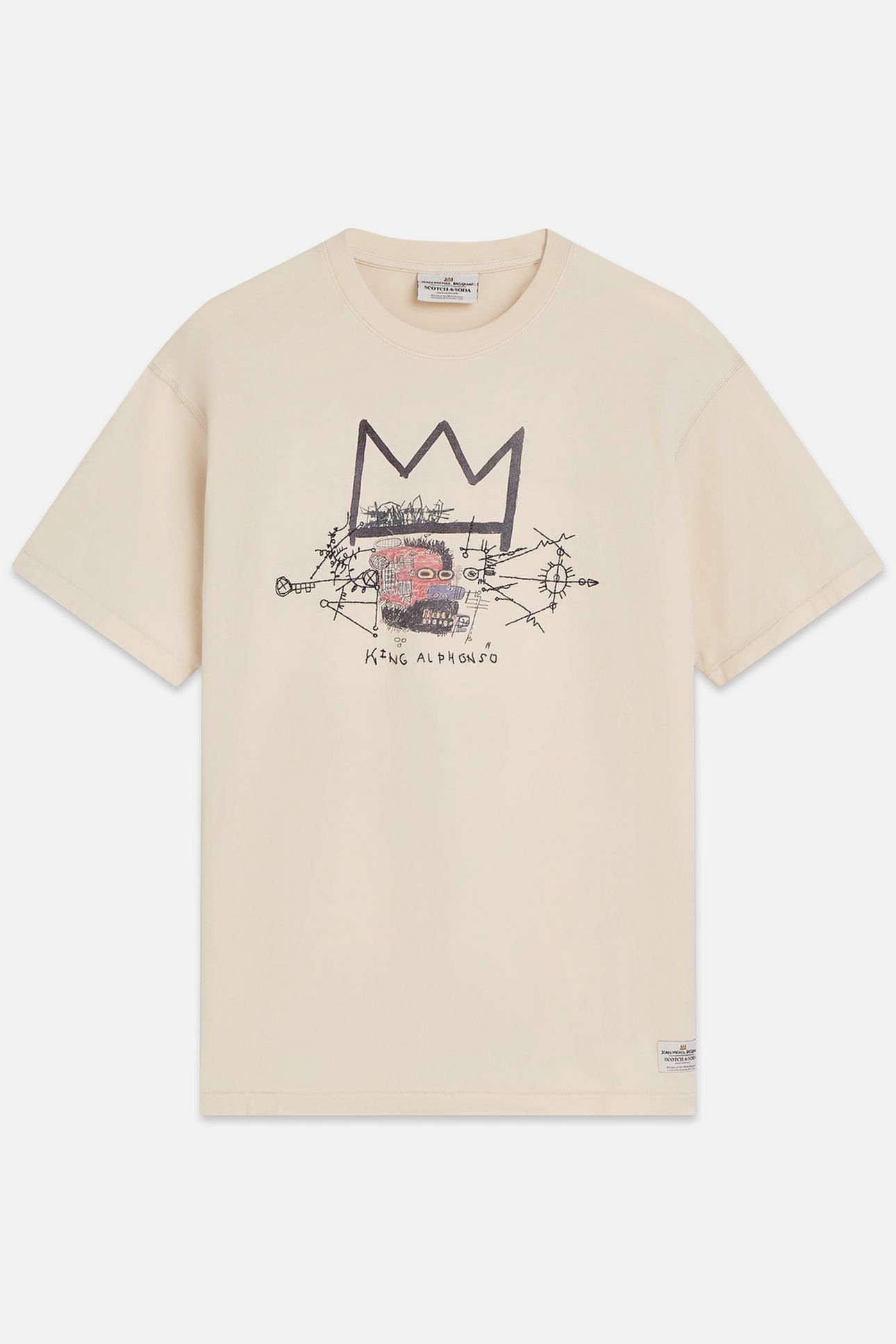 BASQUIAT ARTWORK RELAXED FIT TSHIRT LIGHT BEIGE 1