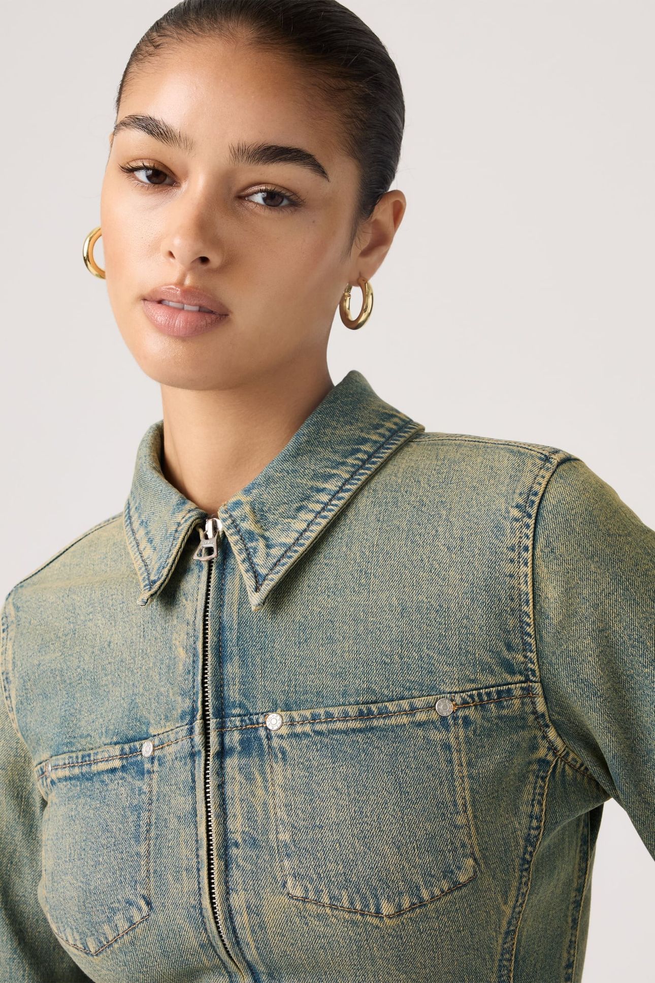 Y2K STRETCH FITTED TRUCKER JACKET 5