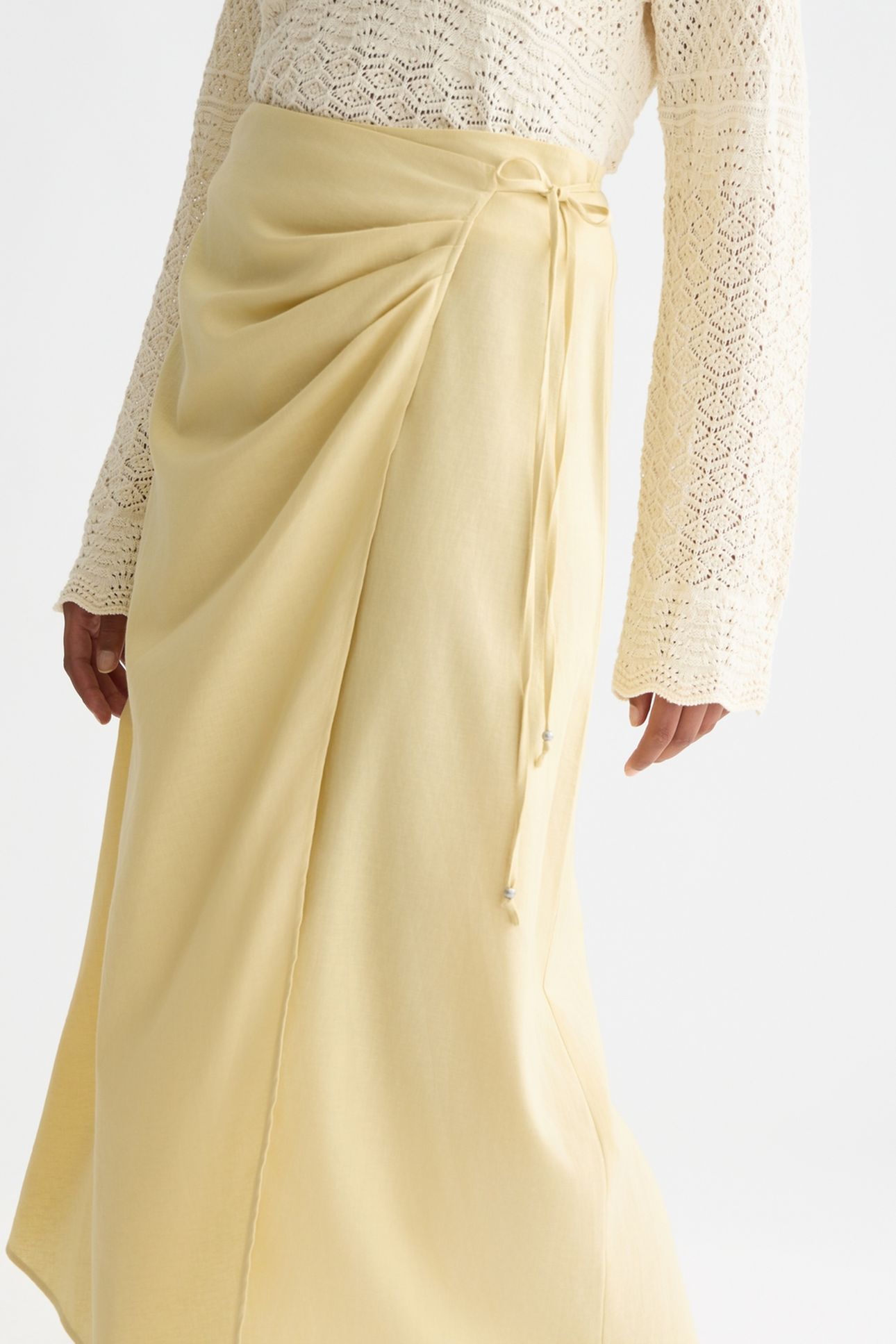 LINEN WRAP SKIRT PARSNIP 6