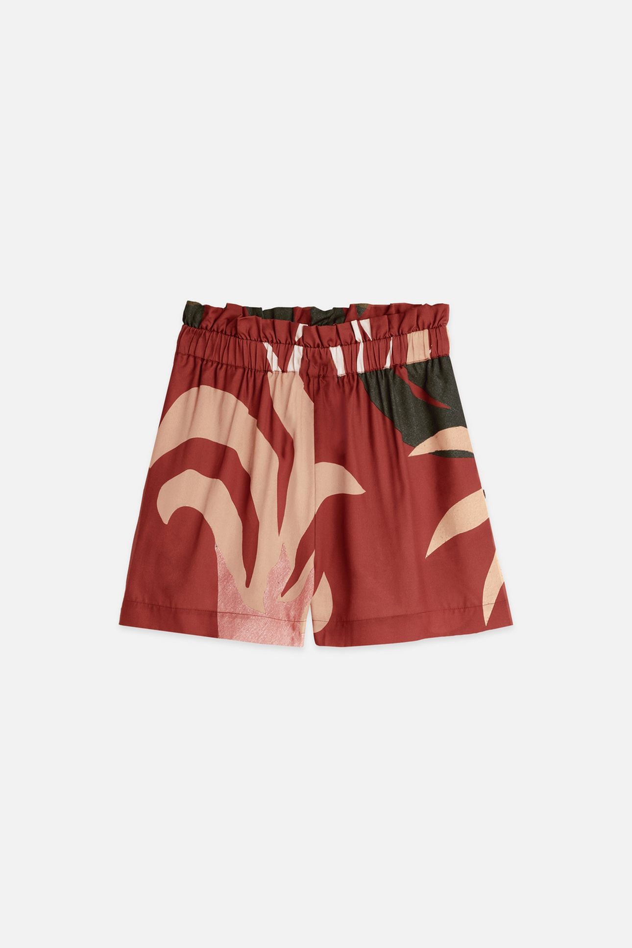 PRINTED HIGH-RISE ELASTIC WAIST SHORTS DESERT HAWAIIAN BURNT 5