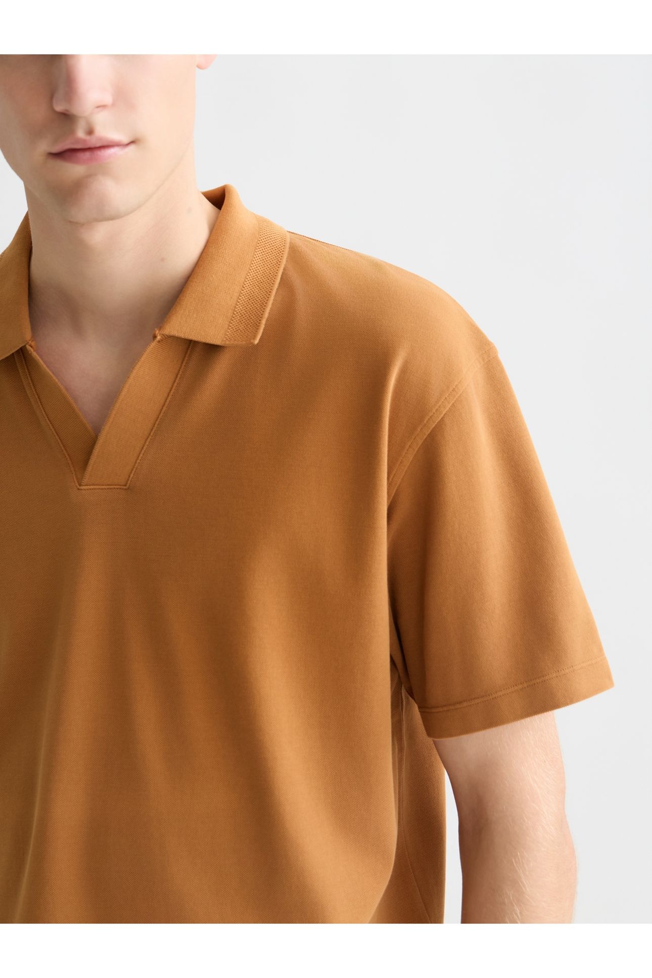 3 CROSSES PIQUE RELAXEDFIT GARMENTDYED POLO MEDIUM BROWN 6