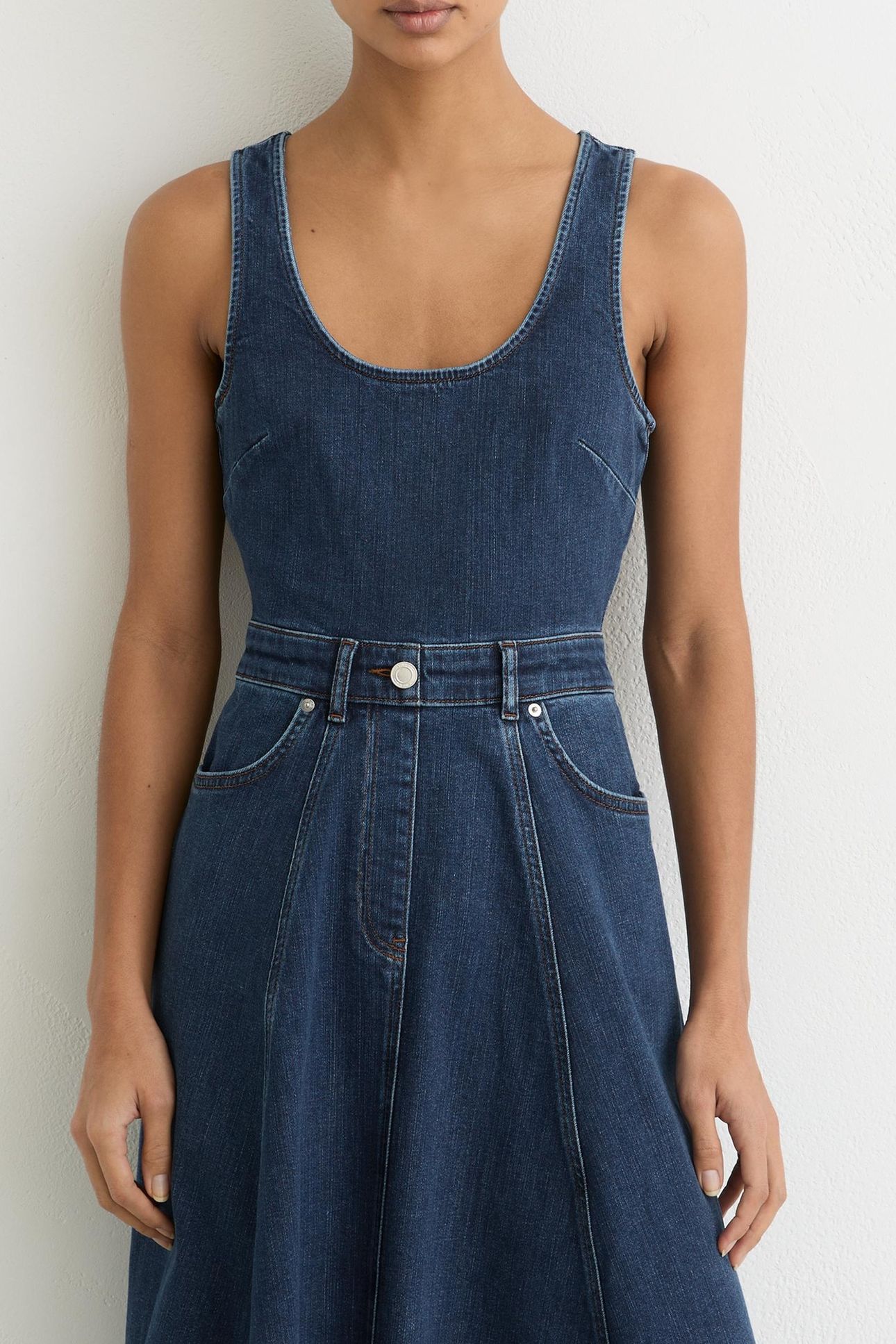 WAISTED DENIM MIDI DRESS INDIGO BLUE 6