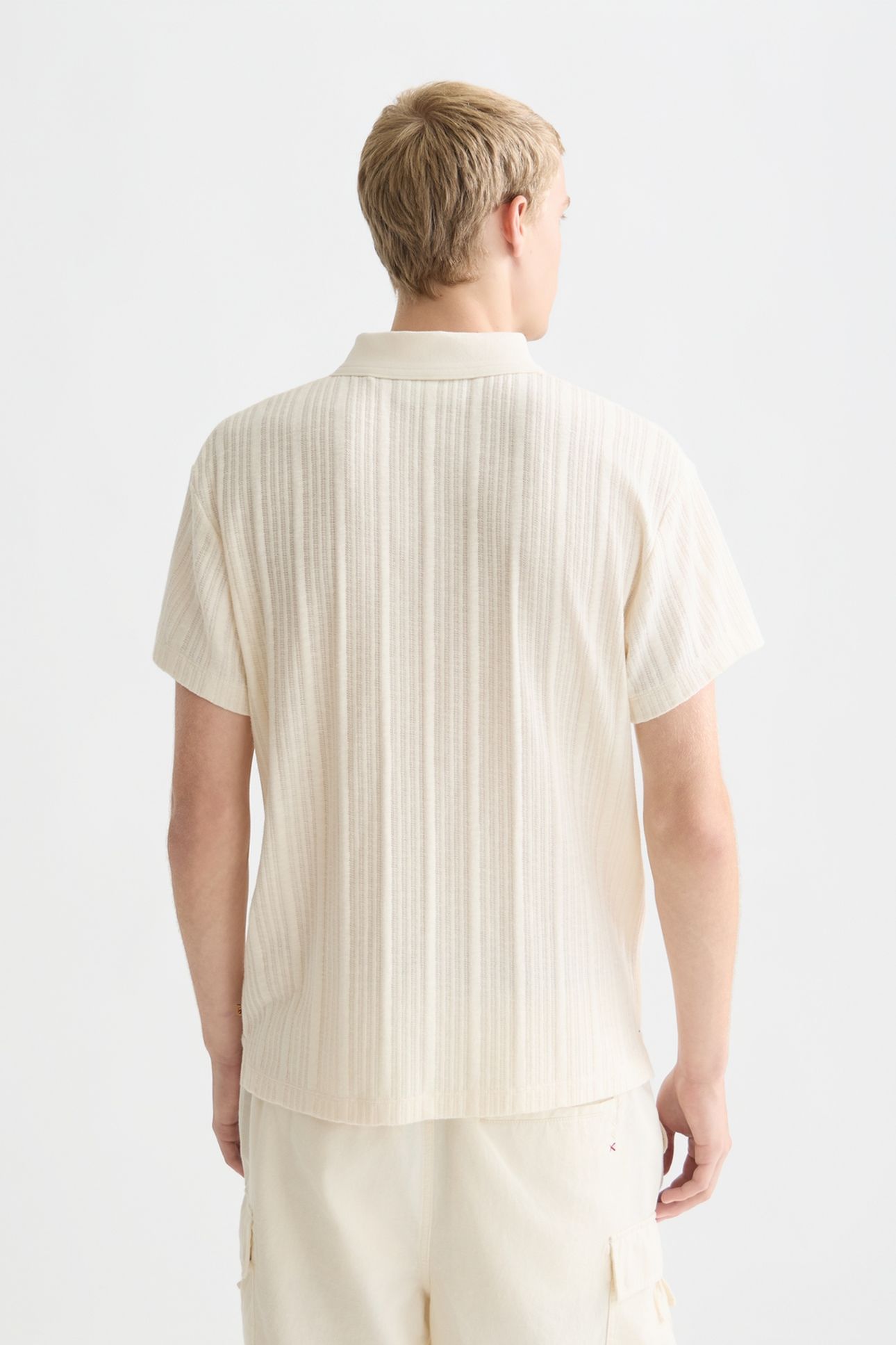 STRUCTURED RIBBED RELAXEDFIT POLO LIGHT BEIGE 2