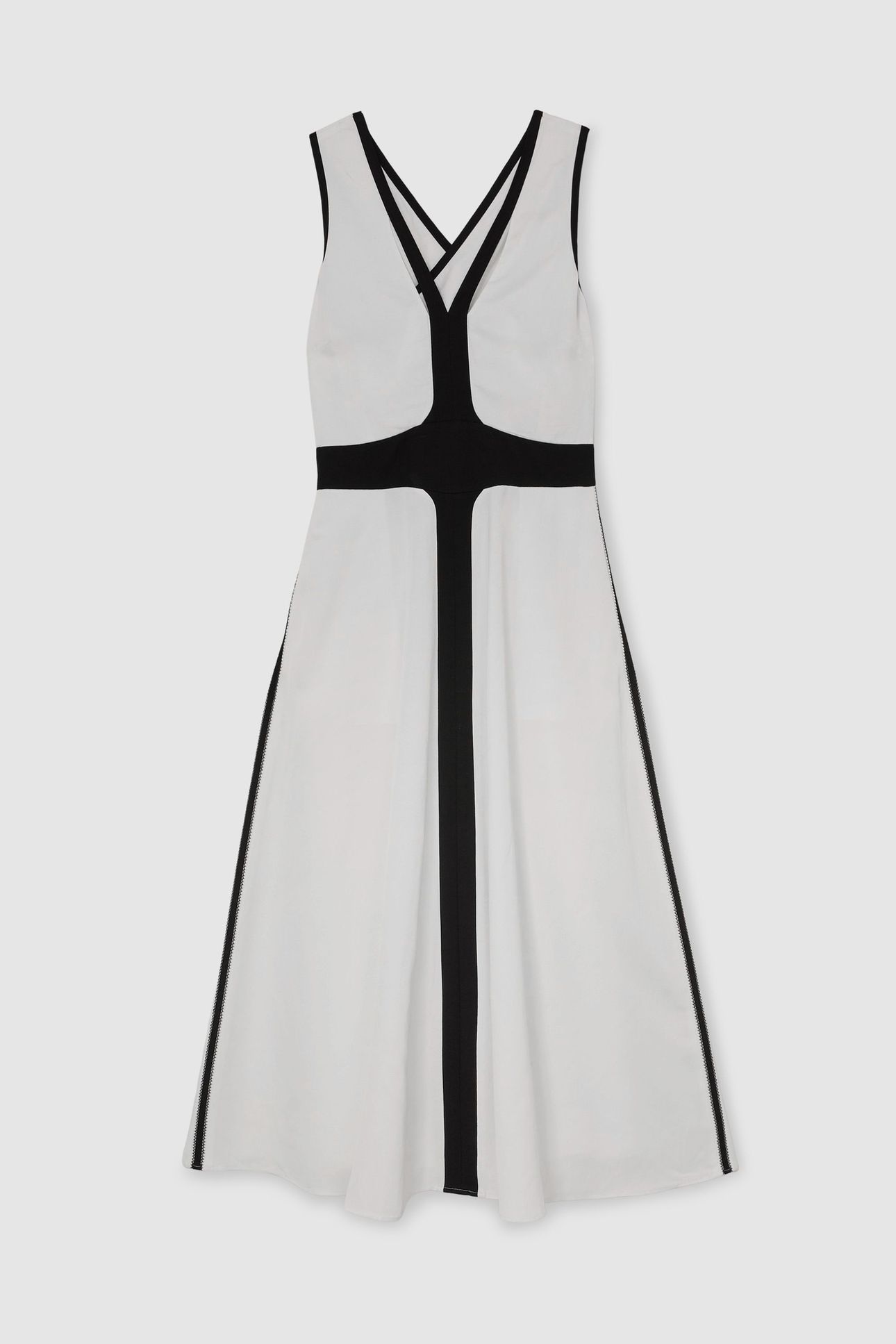 CONTRAST TRIM MIDI DRESS IVORY/BLACK 4