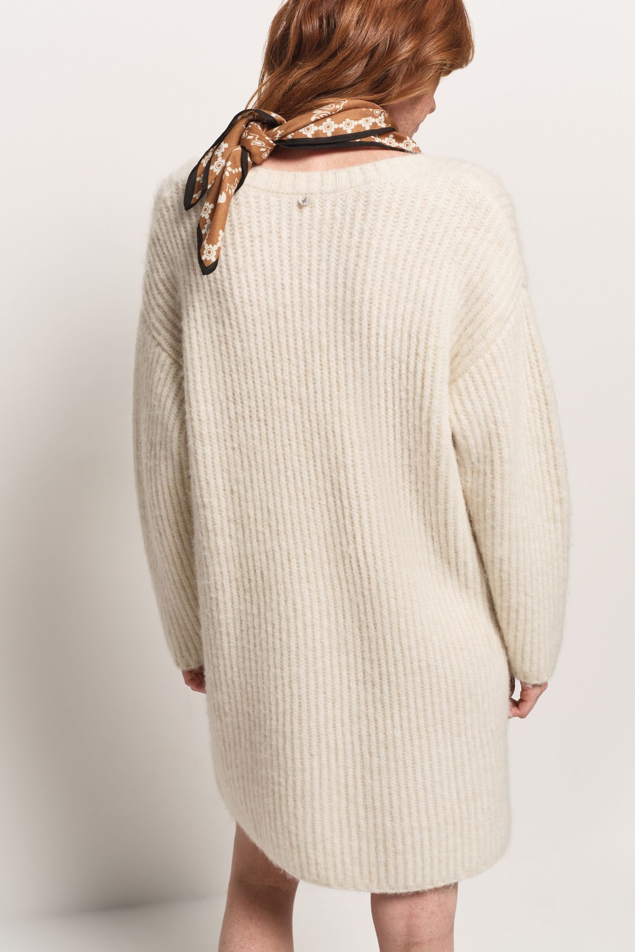 ROSEMAY - ECRU RIBBED KNIT SWEATER DRESS 4