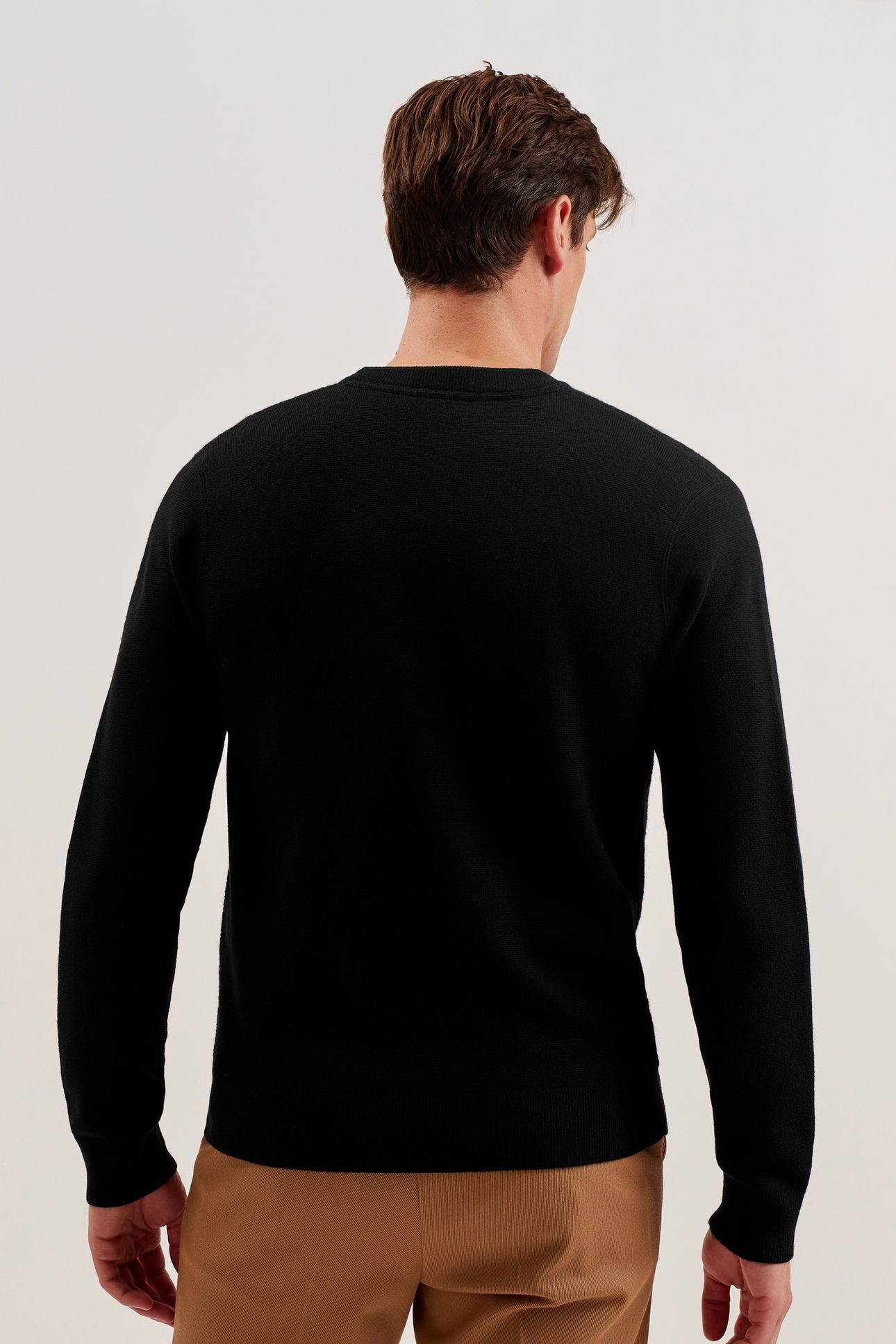OLMSTE LS BOUCLE WOOL STITCH CREW NECK BLACK 3