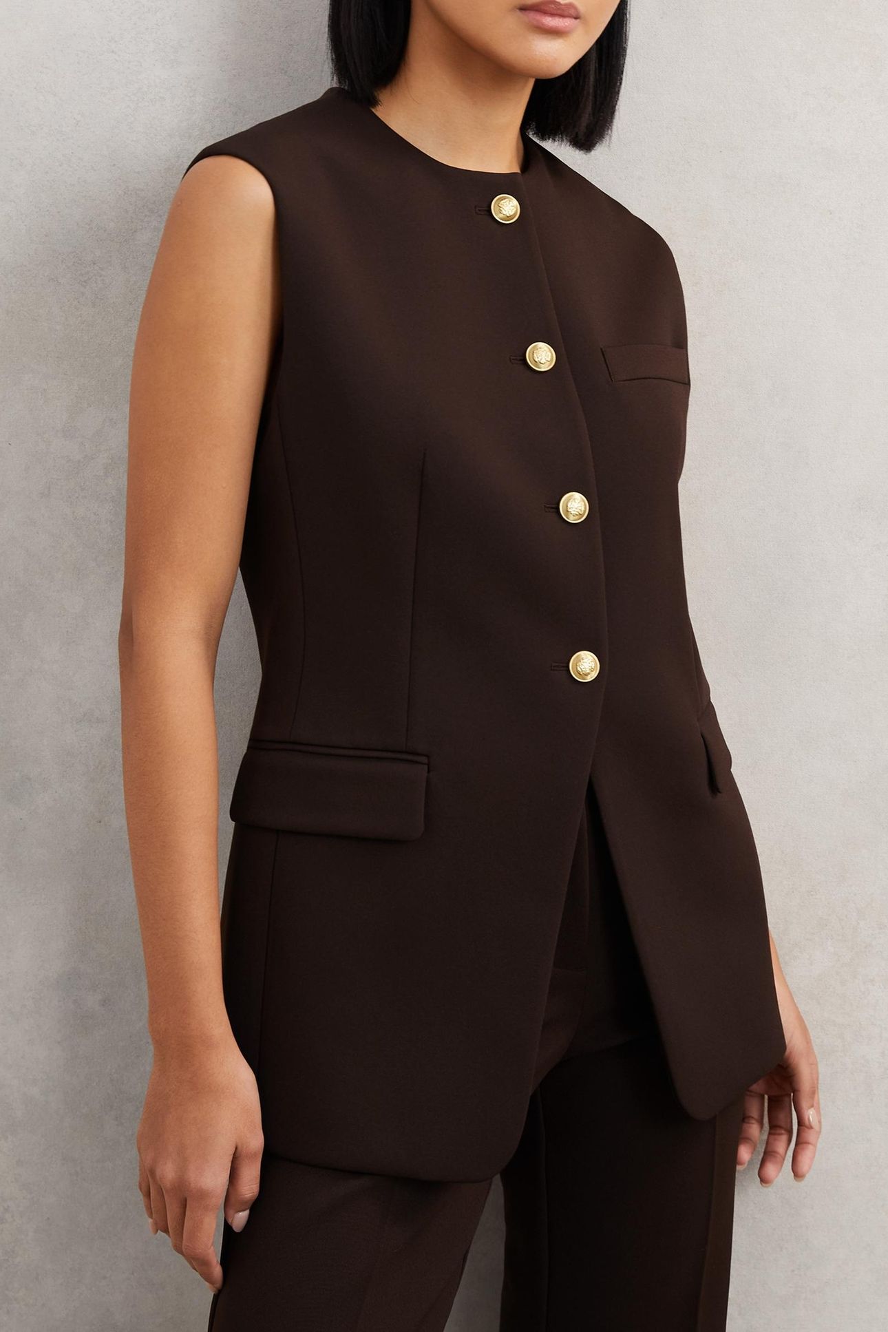 LONGLINE WAISTCOAT CHOCOLATE BROWN 3