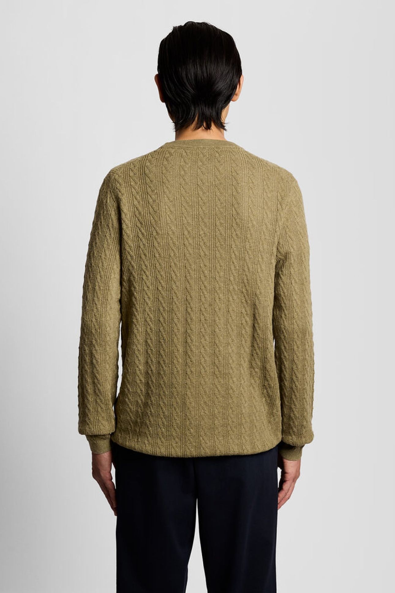LINEN BLEND LONG SLEEVE JUMPER HERB GREEN MARL 2