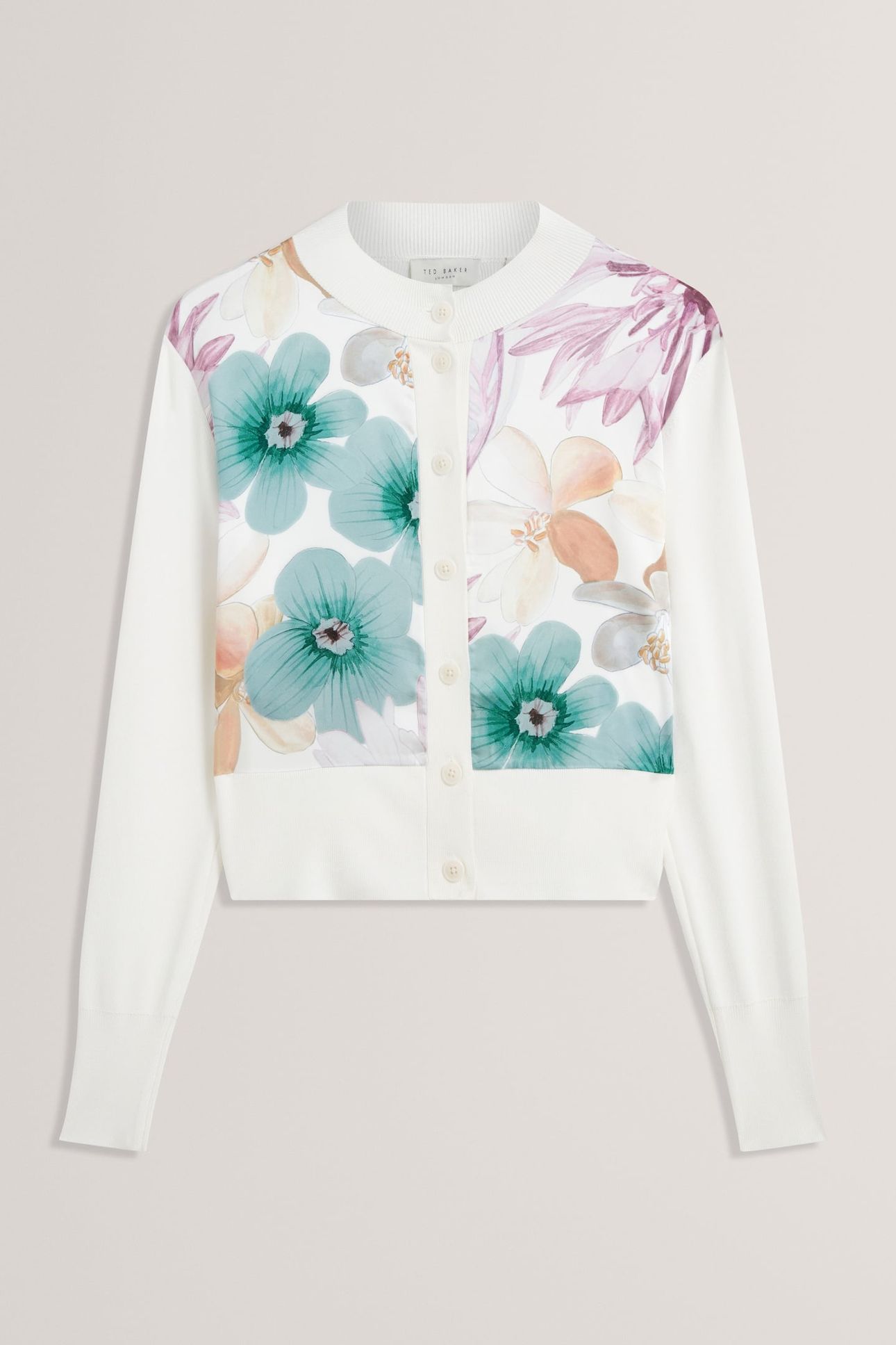 PRINTED WOVEN FRONT CARDIGAN IVORY 3