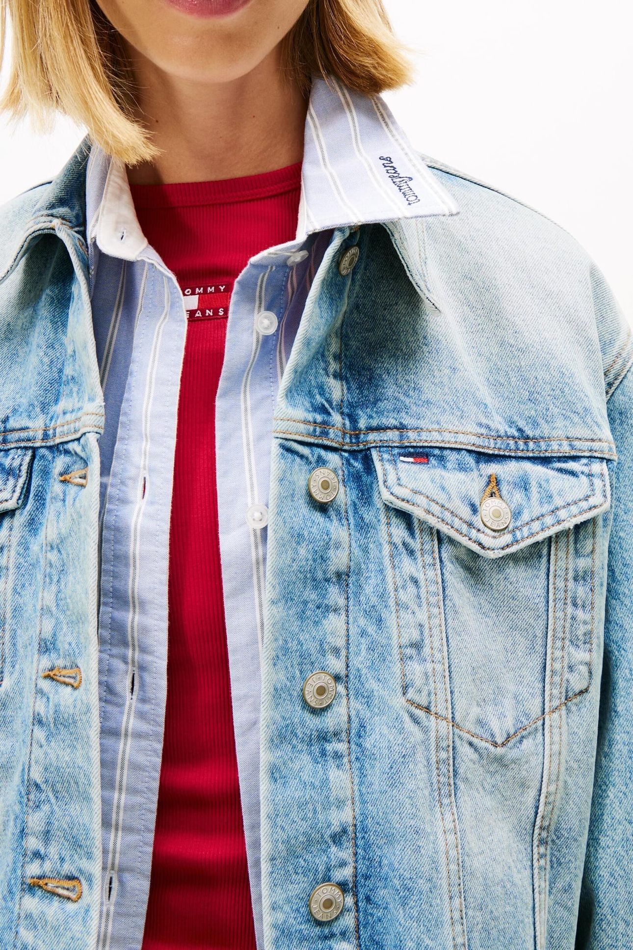 CROPPED TRUCKER JACKET RWB DENIM MID LIGHT BLUE 6