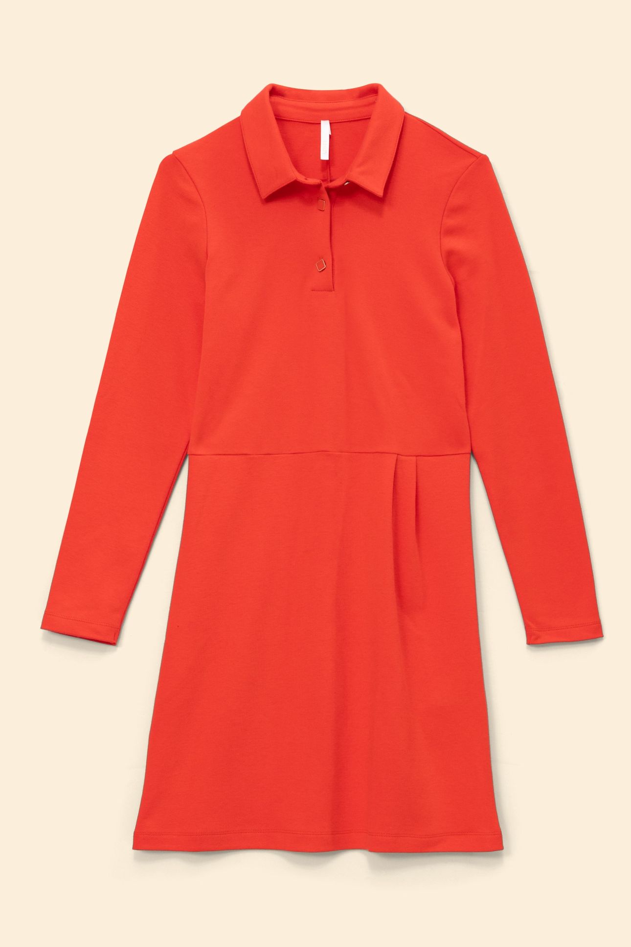 RED KNIT DRESS WITH SHIRT COLLAR 4