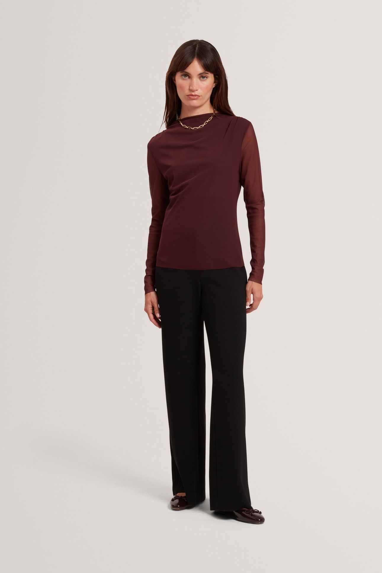 PIPING DETAIL WIDE LEG CREPE TROUSER BLACK 3
