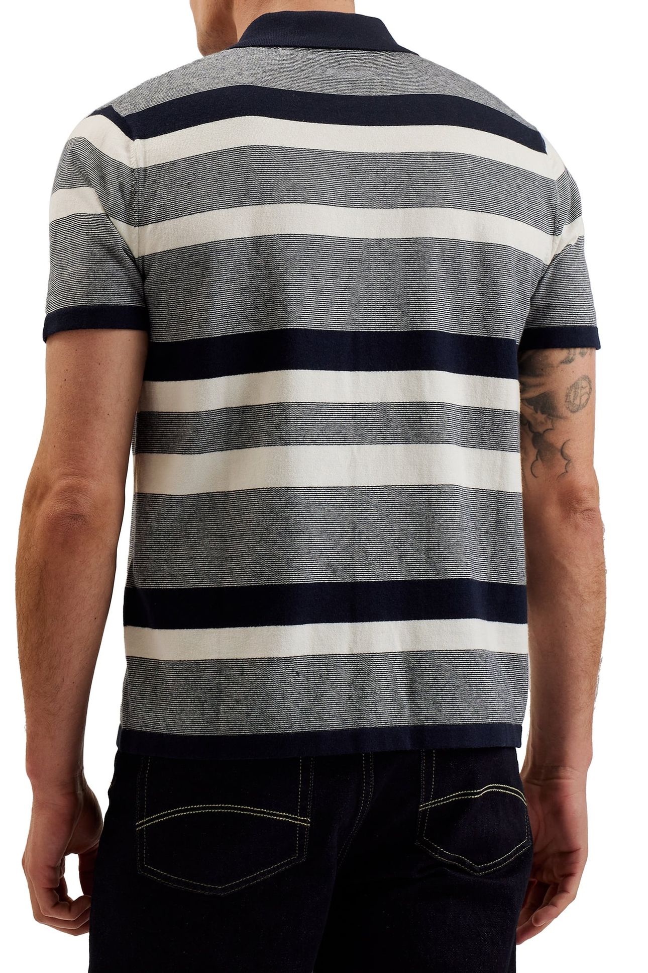 AKO SS REGULAR STRIPED KNITTED SHIRT NAVY 2