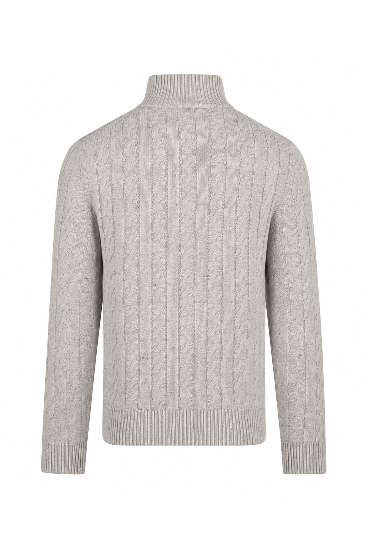 CABLE ZIP MOCK SWEATER MEDIUM GREY MELANGE 2