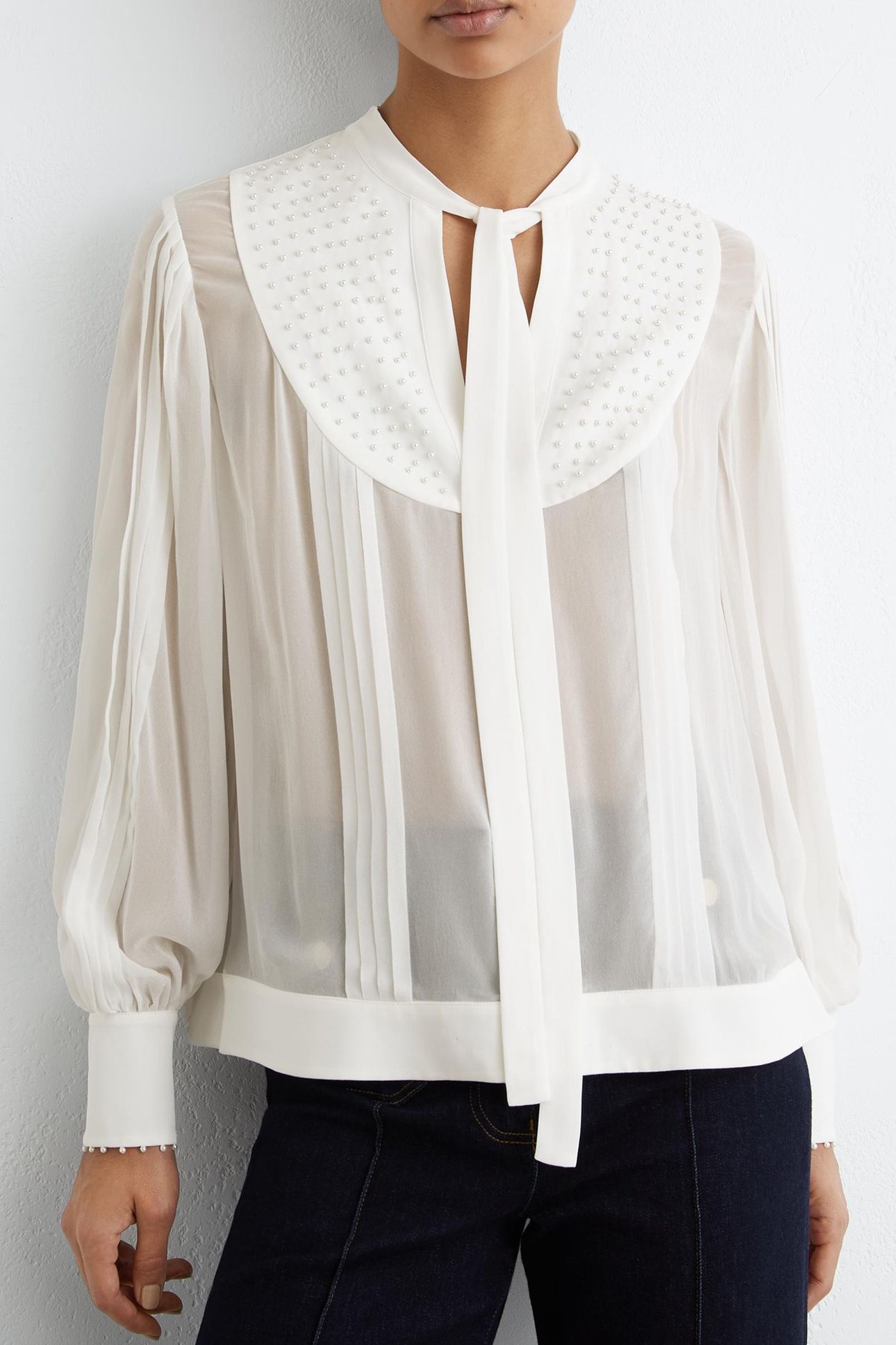 TIE NECK BLOUSE IVORY 2