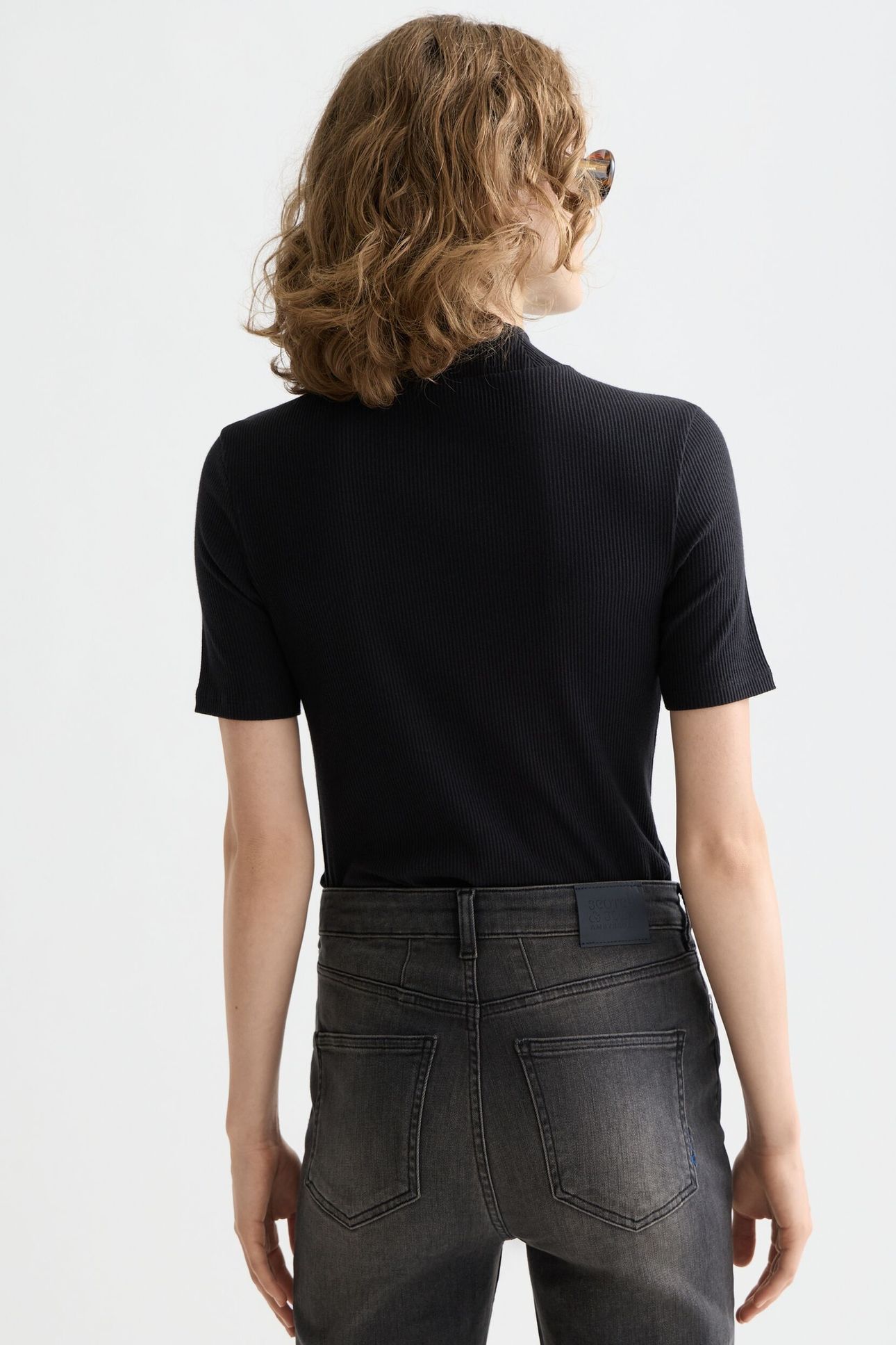 MOCK NECK RIB T-SHIRT BLACK 3