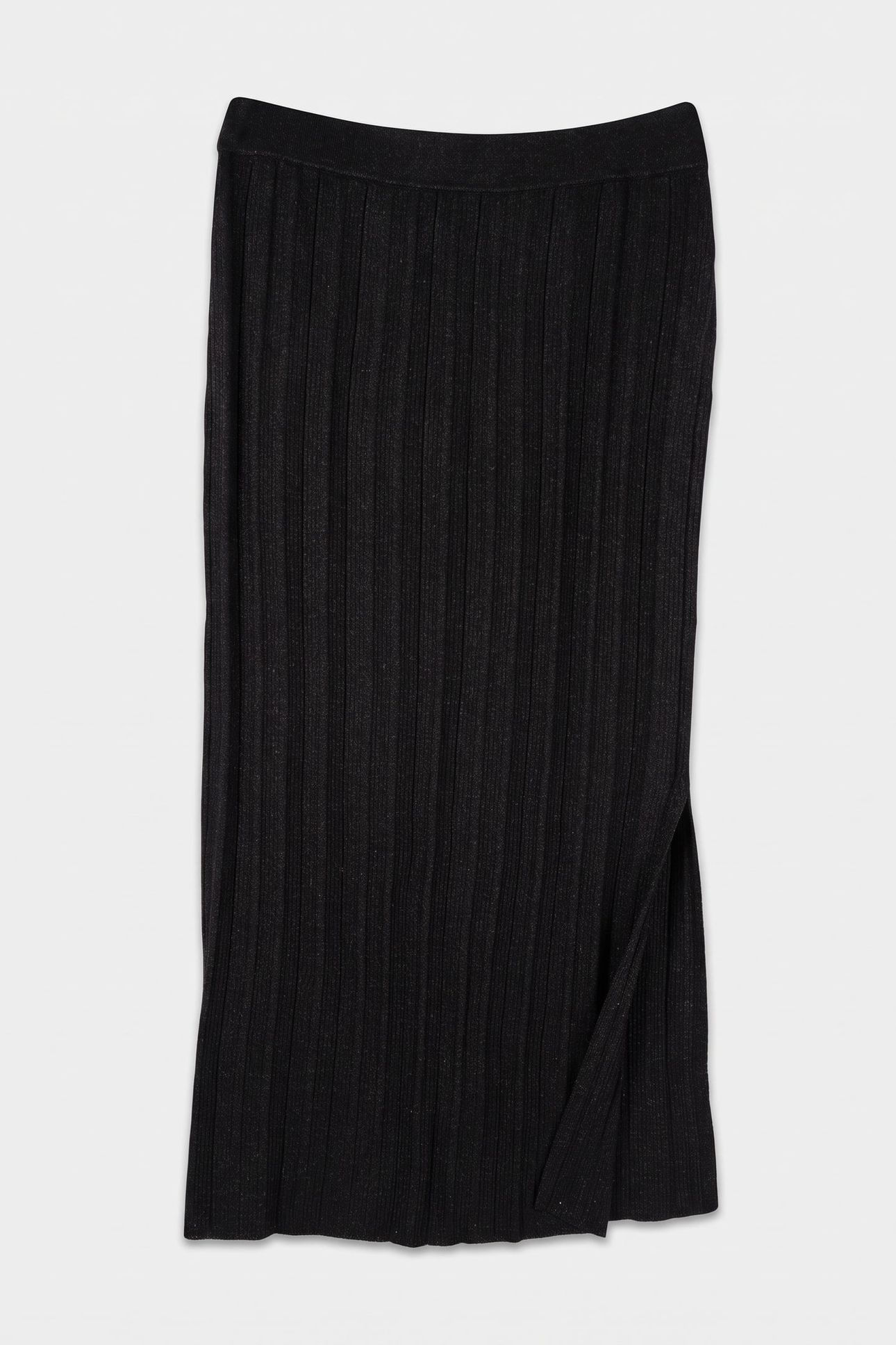 METALLIC RIBBED KNIT SKIRT BLACK 3