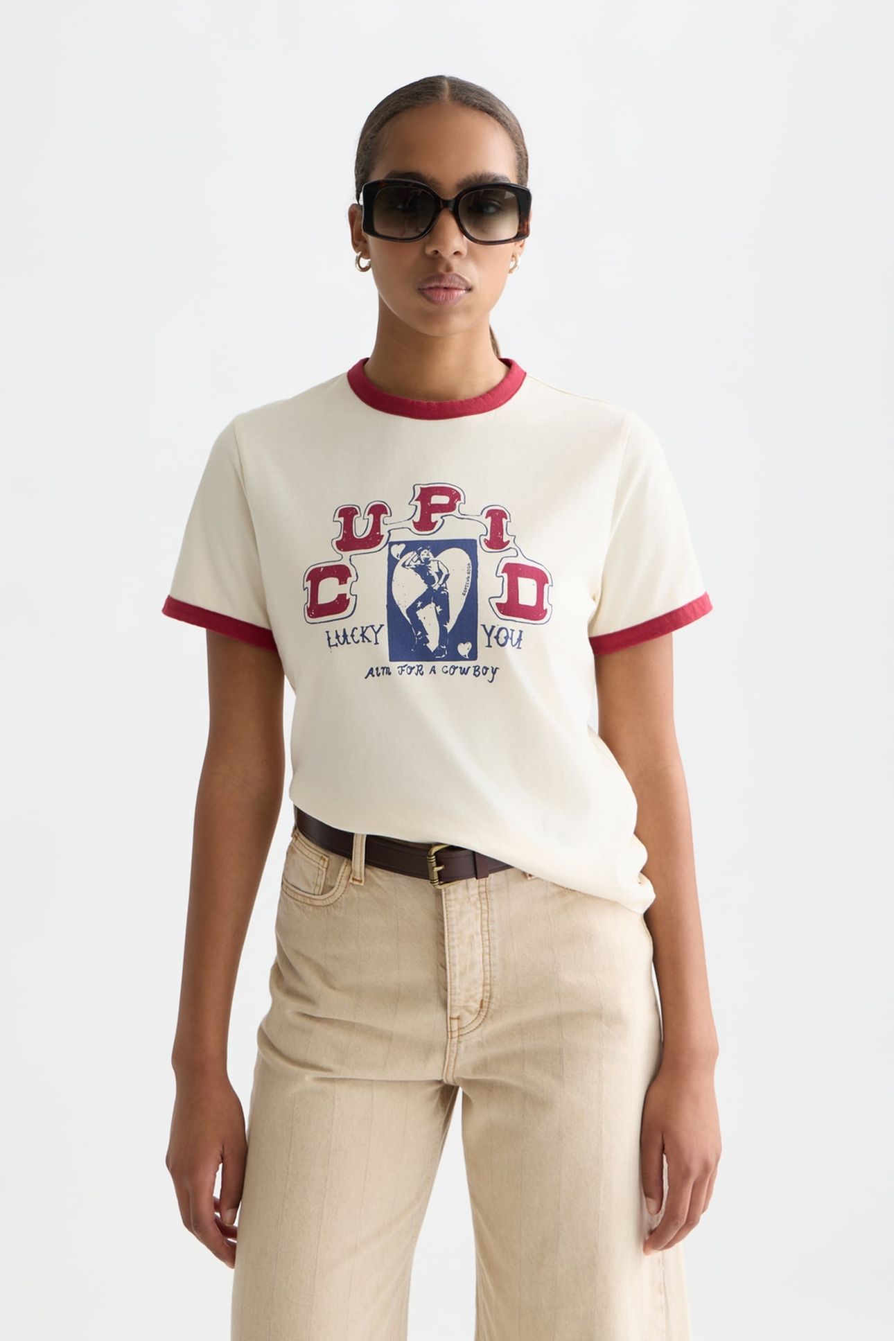 REGULAR-FIT T-SHIRT WITH CONTRAST BINDING EGGNOG 1