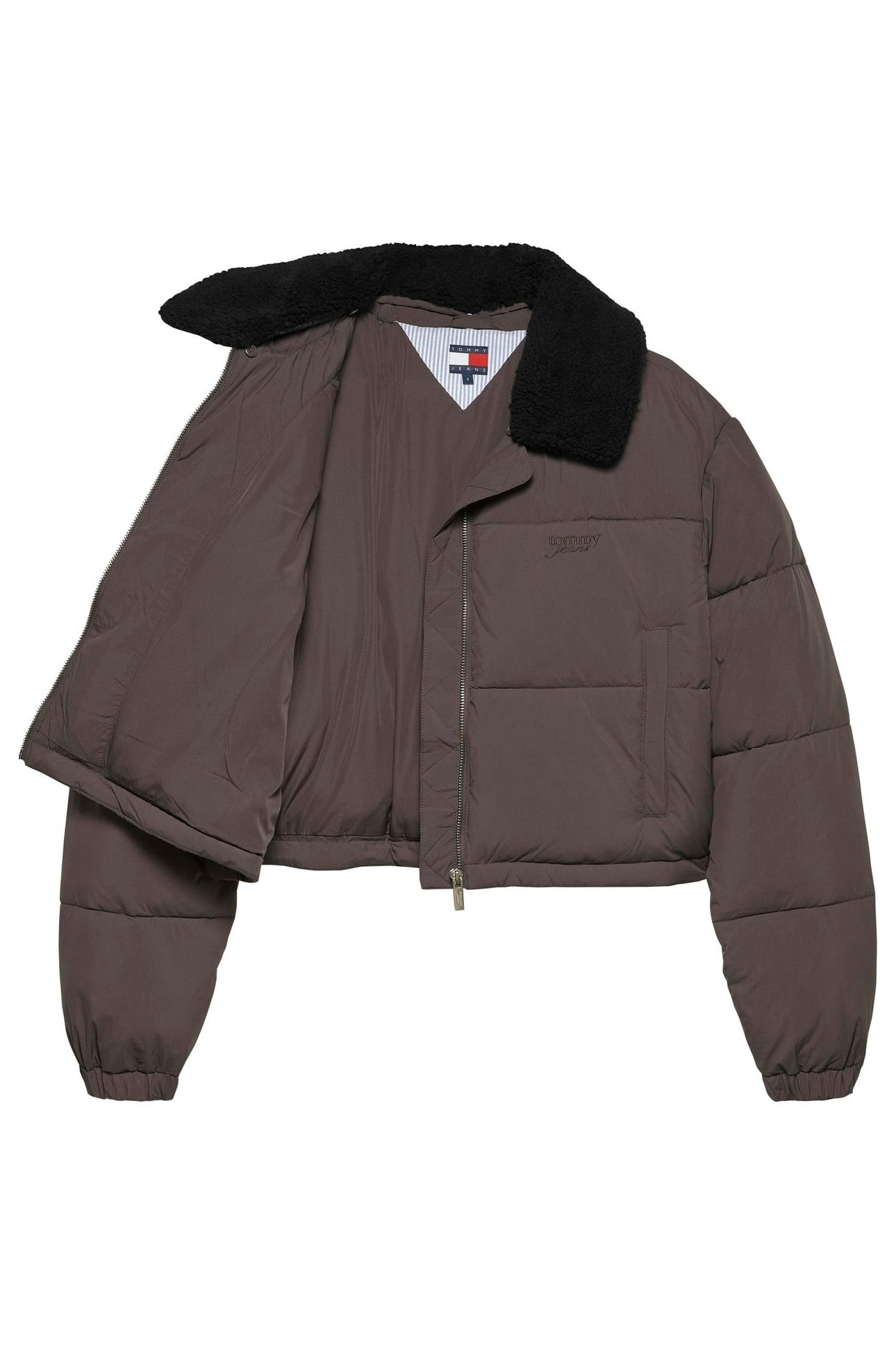 TJW TEDDY COLLAR PUFFER BLACK WALNUT 2