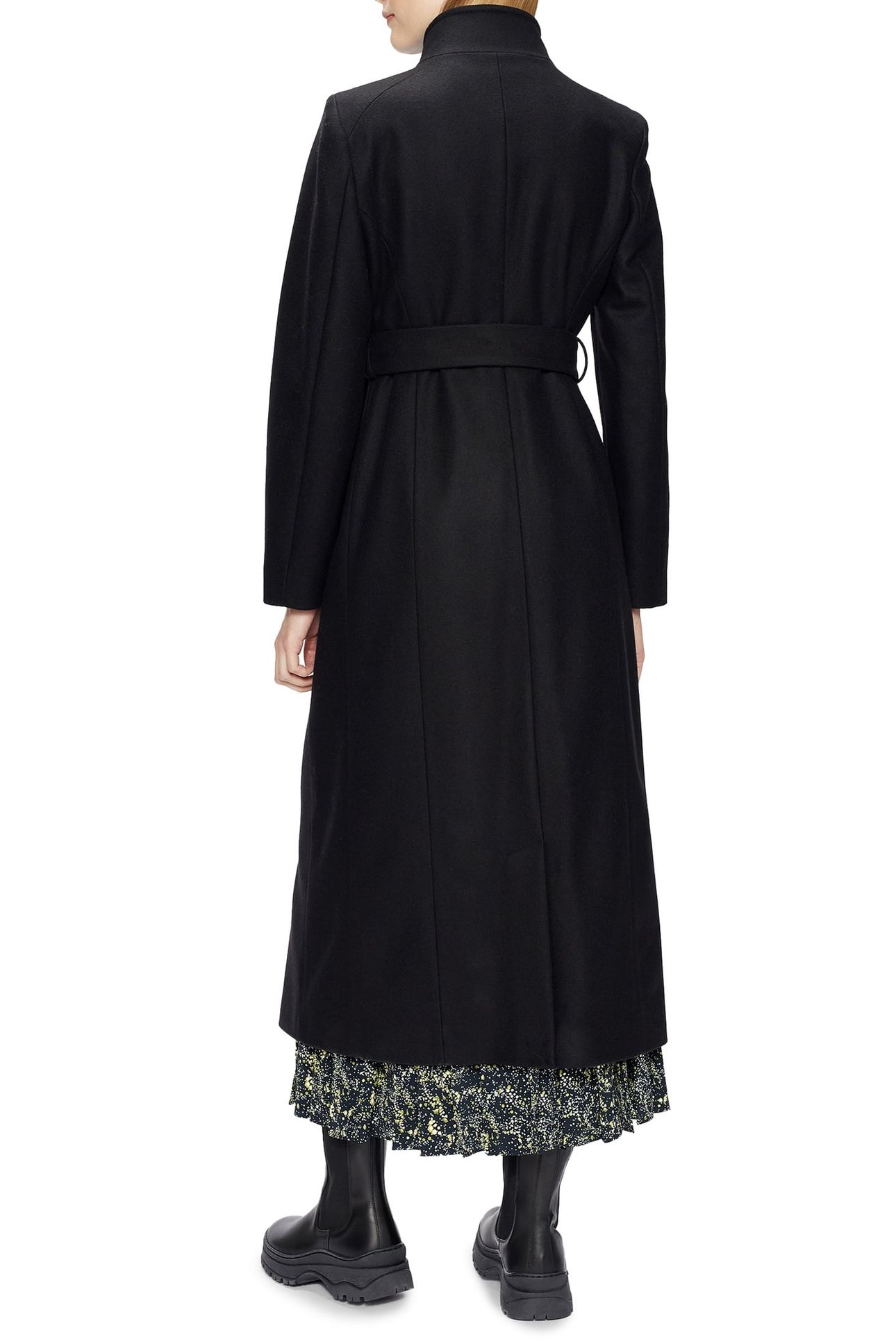 ROSELL LONG LENGTH WOOL WRAP COAT BLACK 2