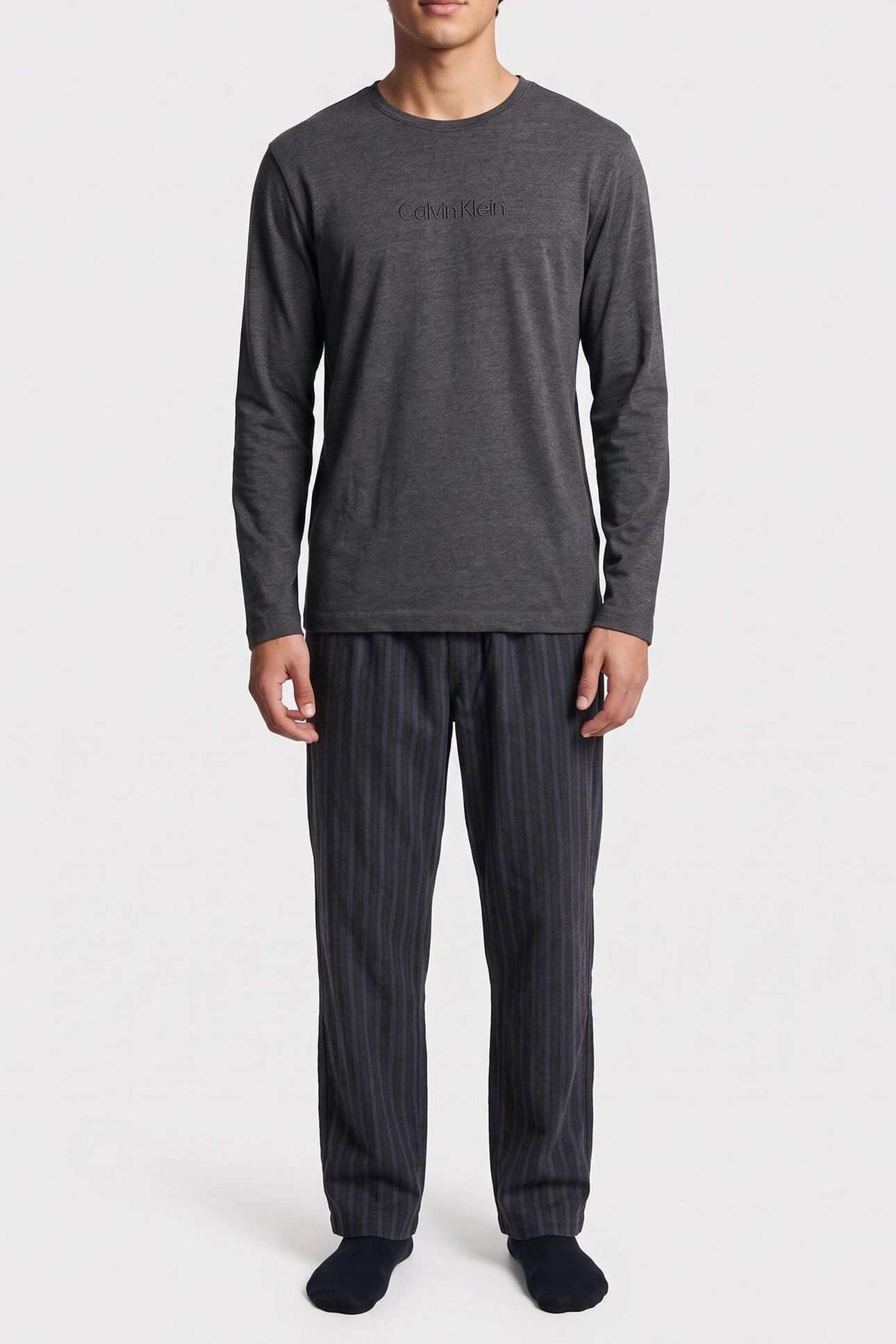 LS TEE PANT SET CHARCOAL HEATHER TOP 1