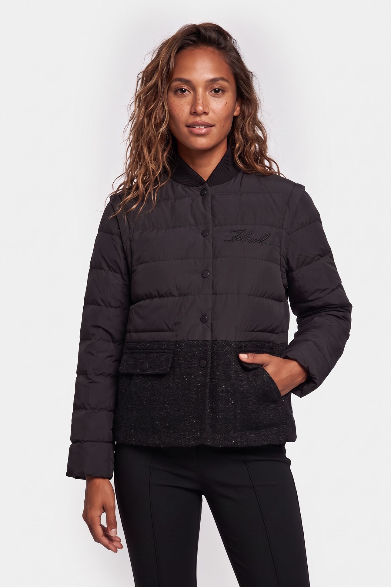 BOUCLE MIX TRANSFORMER JACKET BLACK 1