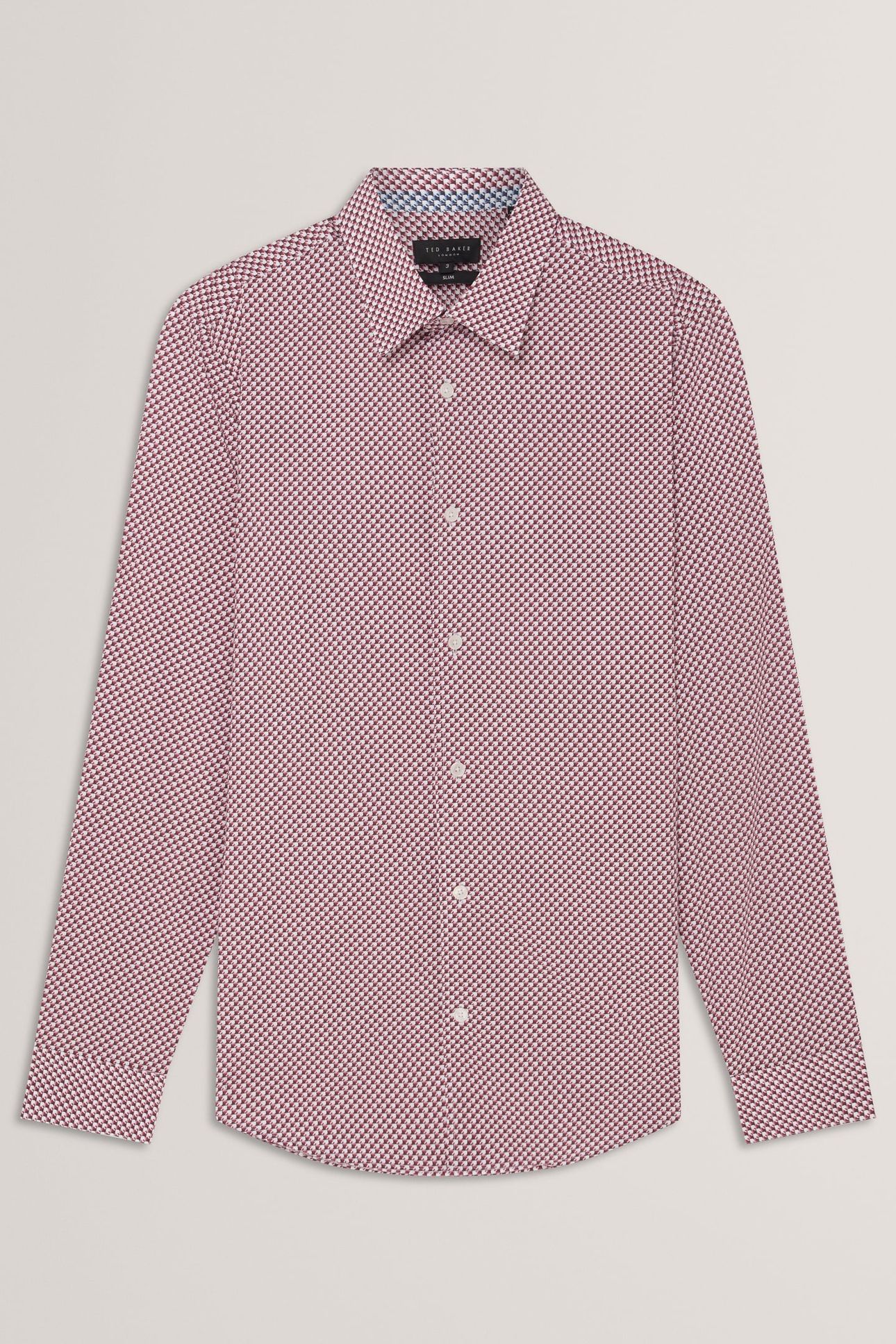 LS SLIM GEO PRINT SHIRT WHITE 3