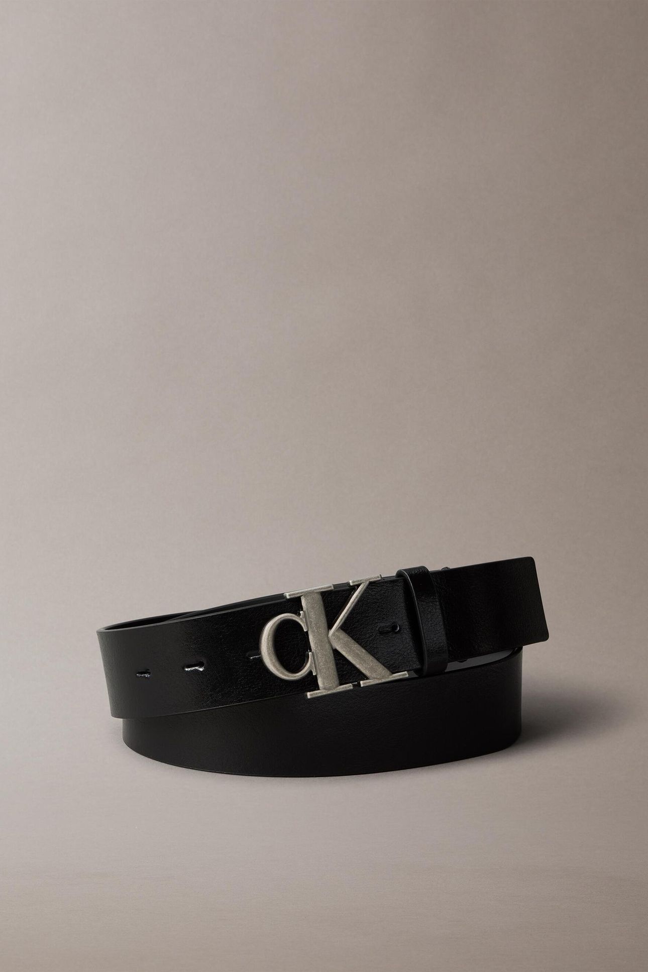 CK BUCKLE TUMBLED 35 BELT BLACK/ANTIQUE SILVER 3