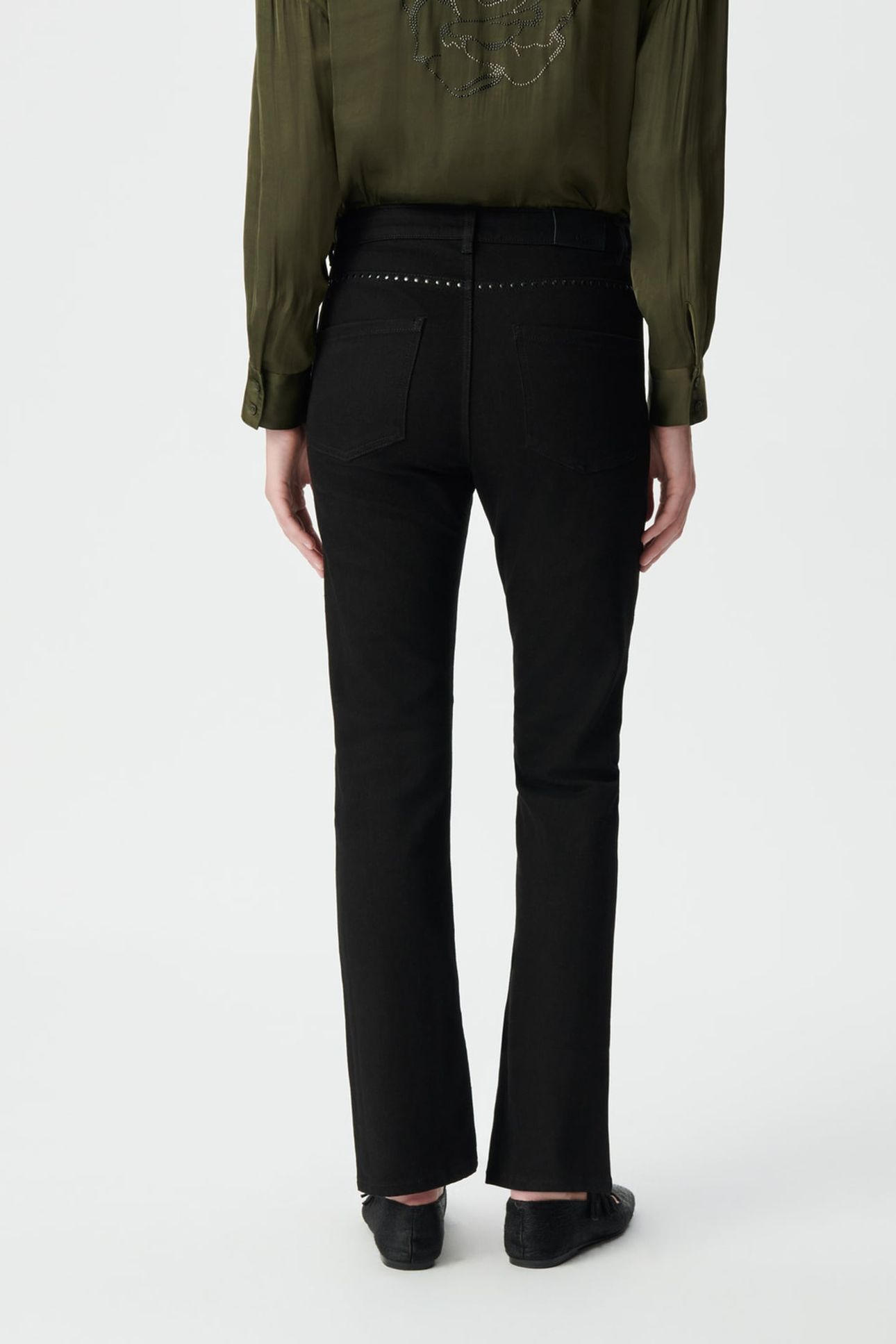 BLACK STUDDED CROPPED STRAIGHT JANIS JEANS 2