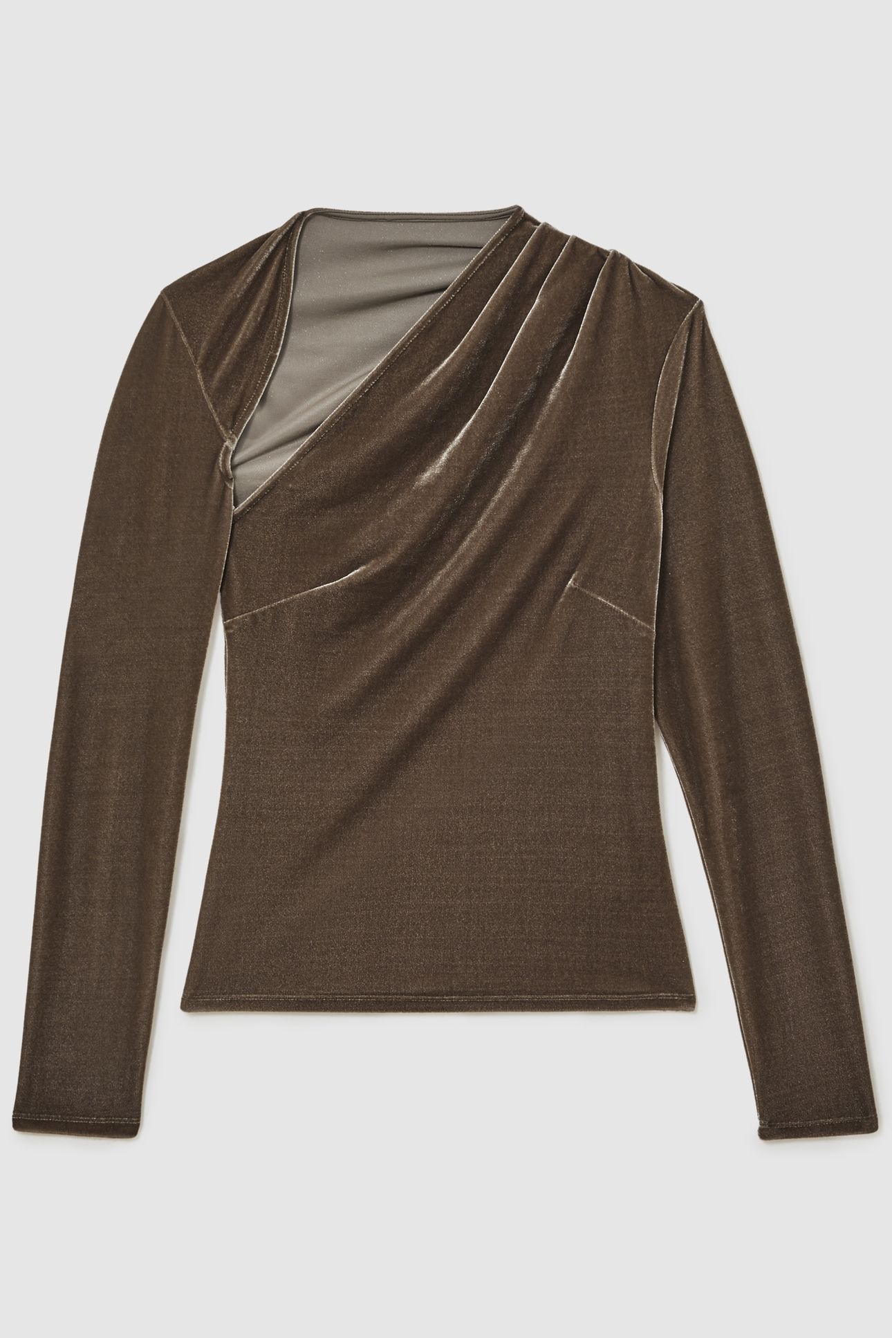 LONG SLEEVE VELVET TOP MOCHA BROWN 3