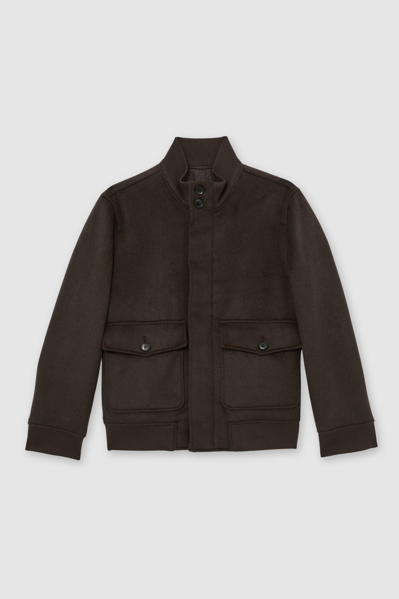 SHORT WOOL BOMBER JACKET CHOCOLATE BROWN 3