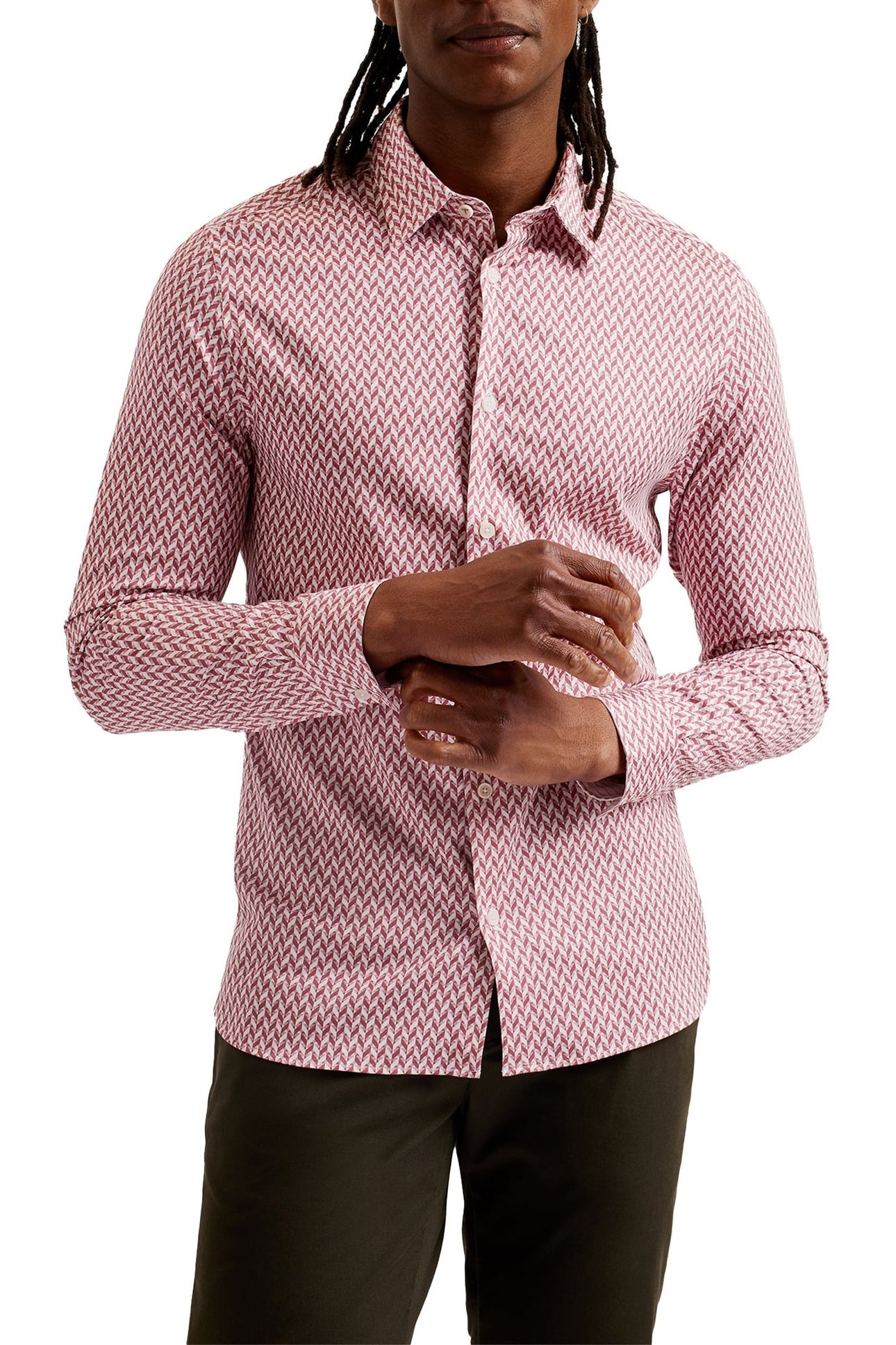LACEBY LS GEO PRINTED SHIRT MID-PINK 2