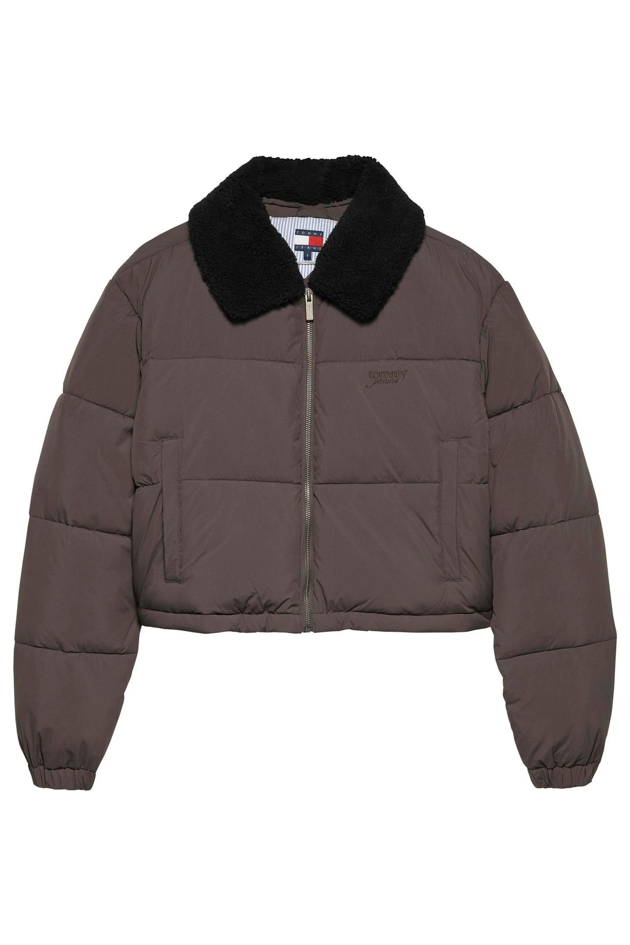 TJW TEDDY COLLAR PUFFER BLACK WALNUT 1