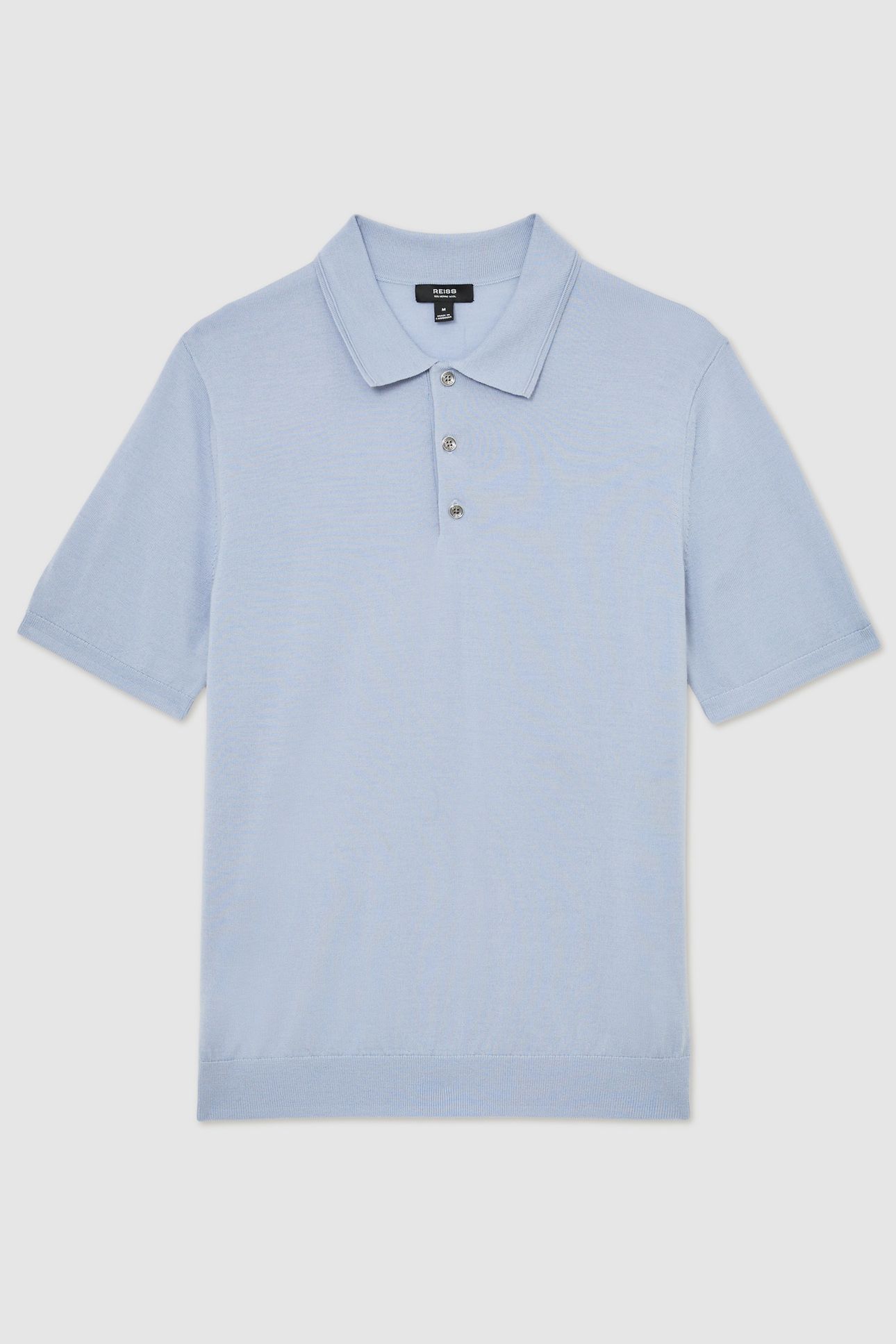 SS HALF BUTTON MERINO WOOL POLO SKY BLUE 4