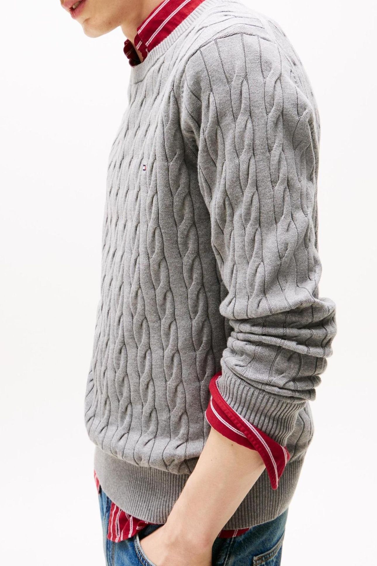 CLASSIC COTTON CABLE MEDIUM GREY HEATHER 2