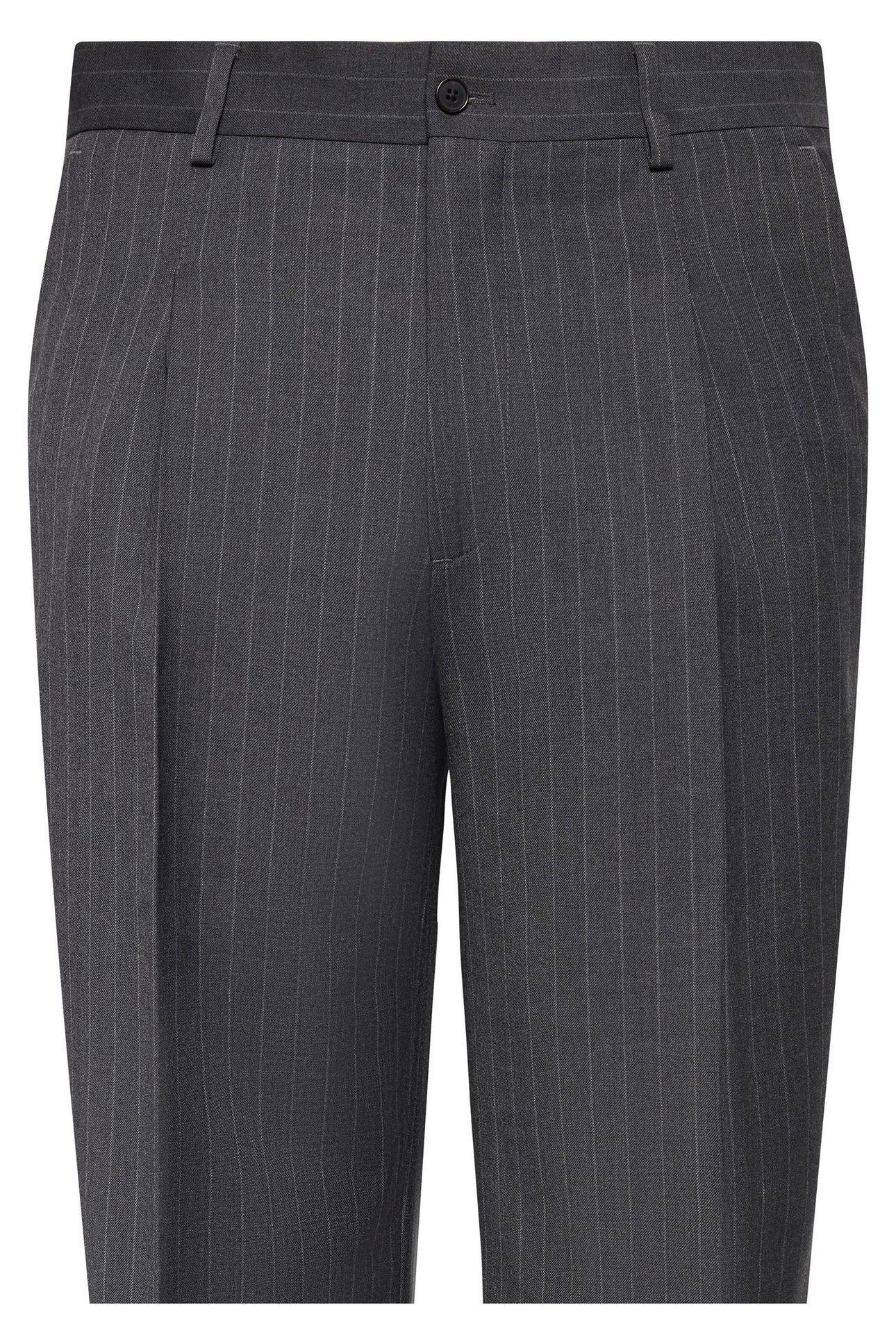 STRAIGHT WOOL PINSTRIPE CHARCOAL HEATHER 4