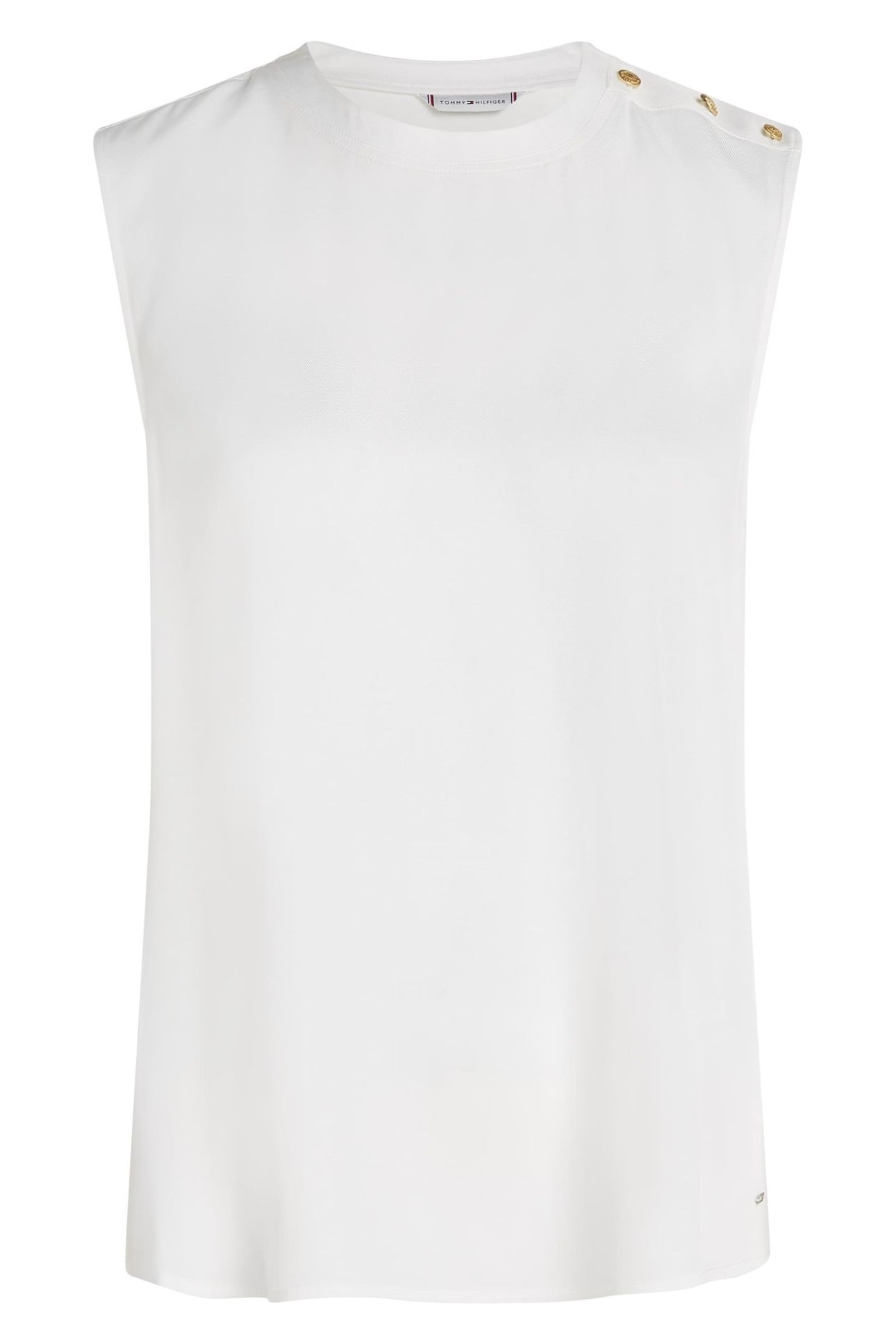 GOLD BUTTON SLEEVE TOP ECRU 1