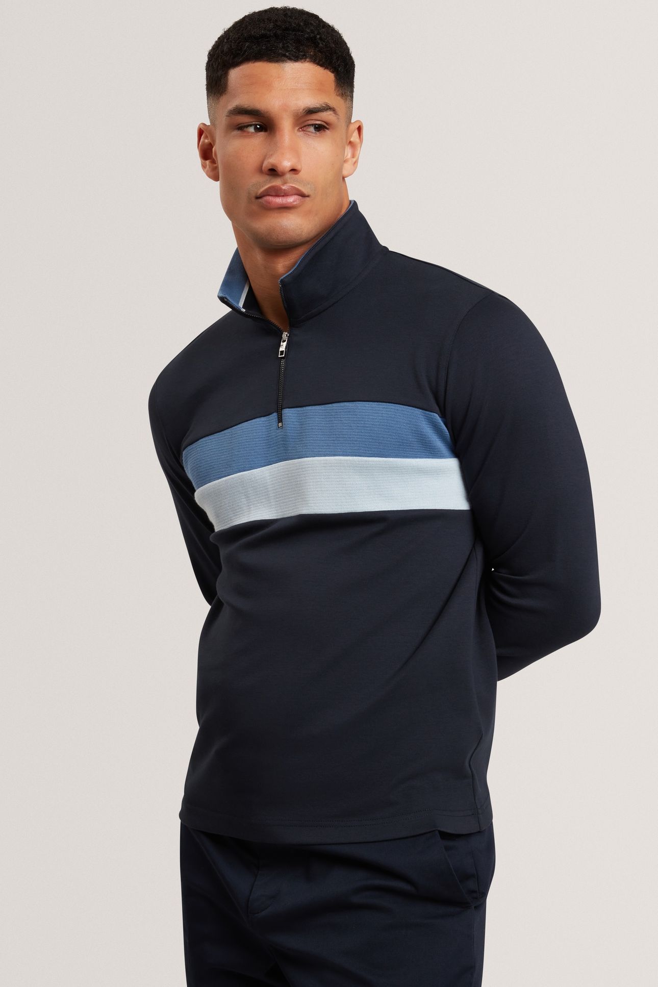 LS REGULAR FIT HALF ZIP NAVY 1