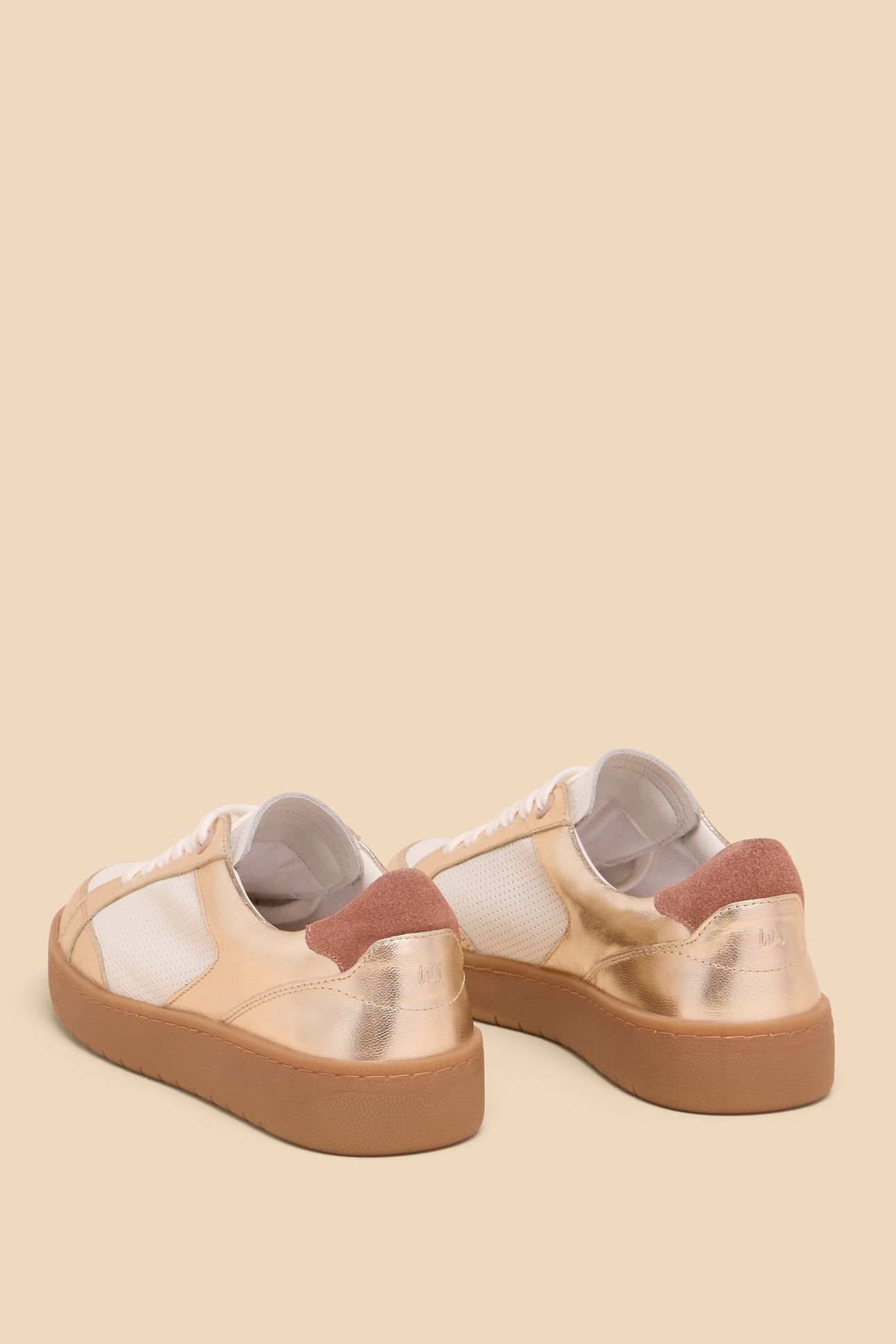 DAHLIA LEATHER TRAINER GLD TN MET 5