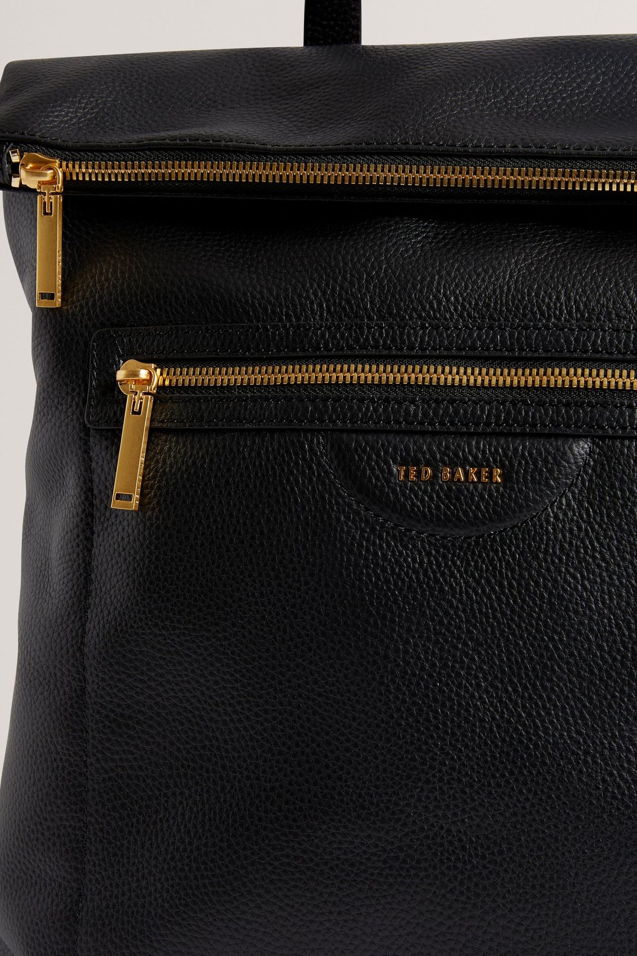 PEBBLED LEATHER FOLD OVER BACKPACK BLACK 4