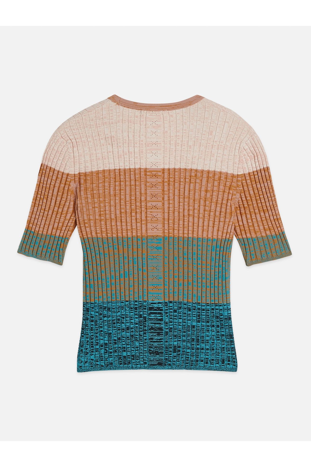 BLOCK STRIPE RIBBED SHORT SLEEVE CARDIGAN TAHITIAN TEAL 5