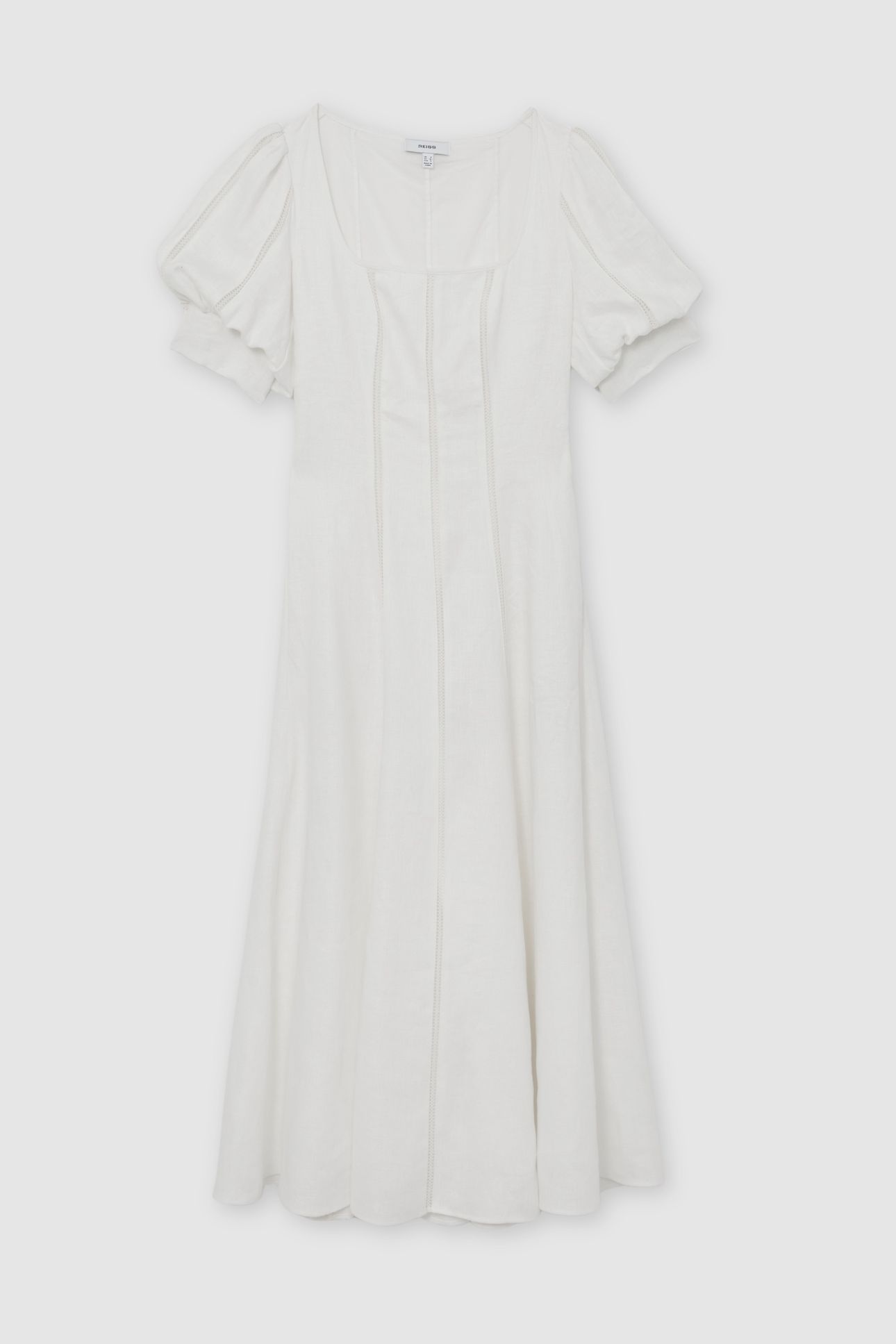 SHORT SLEEVE LINEN MIDI DRESS IVORY 3